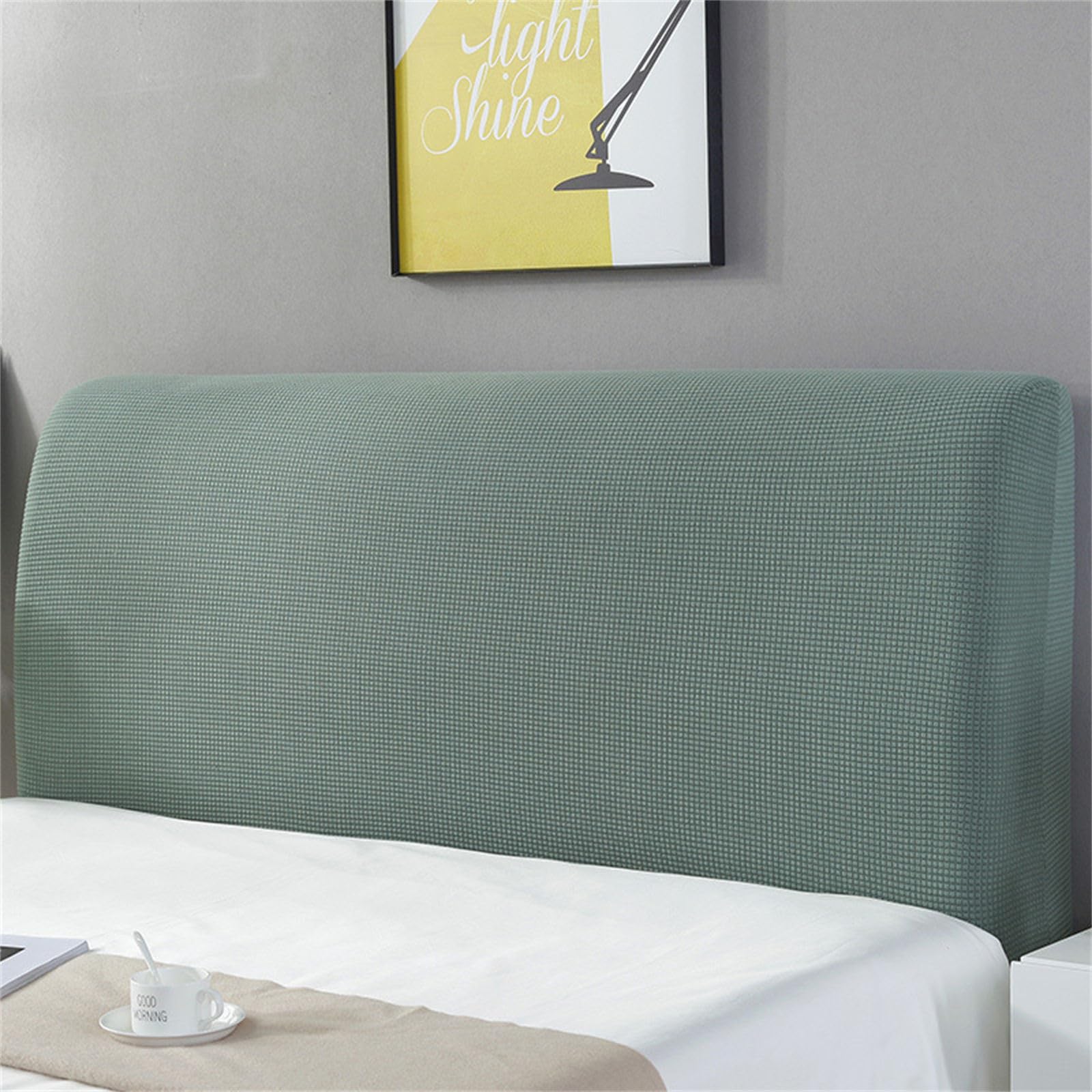 Chickwin Jacquard Funda para Cabecero de Cama, Color Sólido Funda de Cabecero de Cama Funda Cabecero Cama 90 105 135 150 180, Cubierta Cabecero Cama Elástica Ajustable (Verde,150cm)