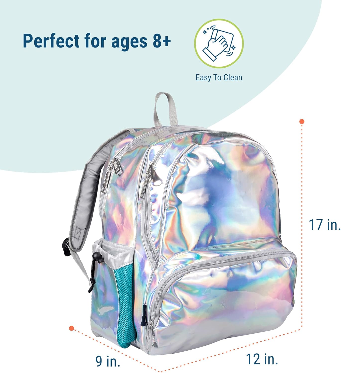 Wildkin 17-inch Kids Backpack – Durable, Lightweight School Bag for Boys & Girls - Holographic - Image 3