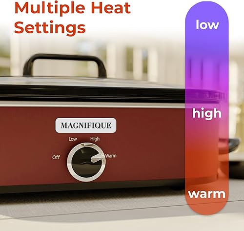 Miniatura 4 de MAGNIFIQUE - Olla de cocción lenta de 4 cuartos de galón con cazuela ajuste de calor manual, electrodoméstico pequeño de cocina perfecto para cenas
