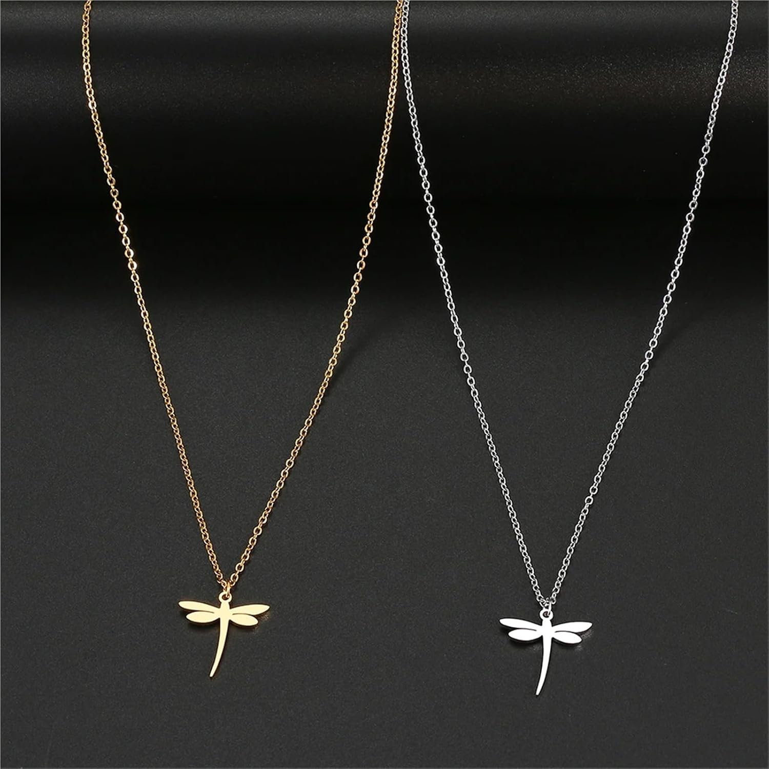 Stainless Steel Necklaces Simple Dragonfly Pendant Collar Chain Fashion Necklace For Women Jewelry Gifts 1Pcs