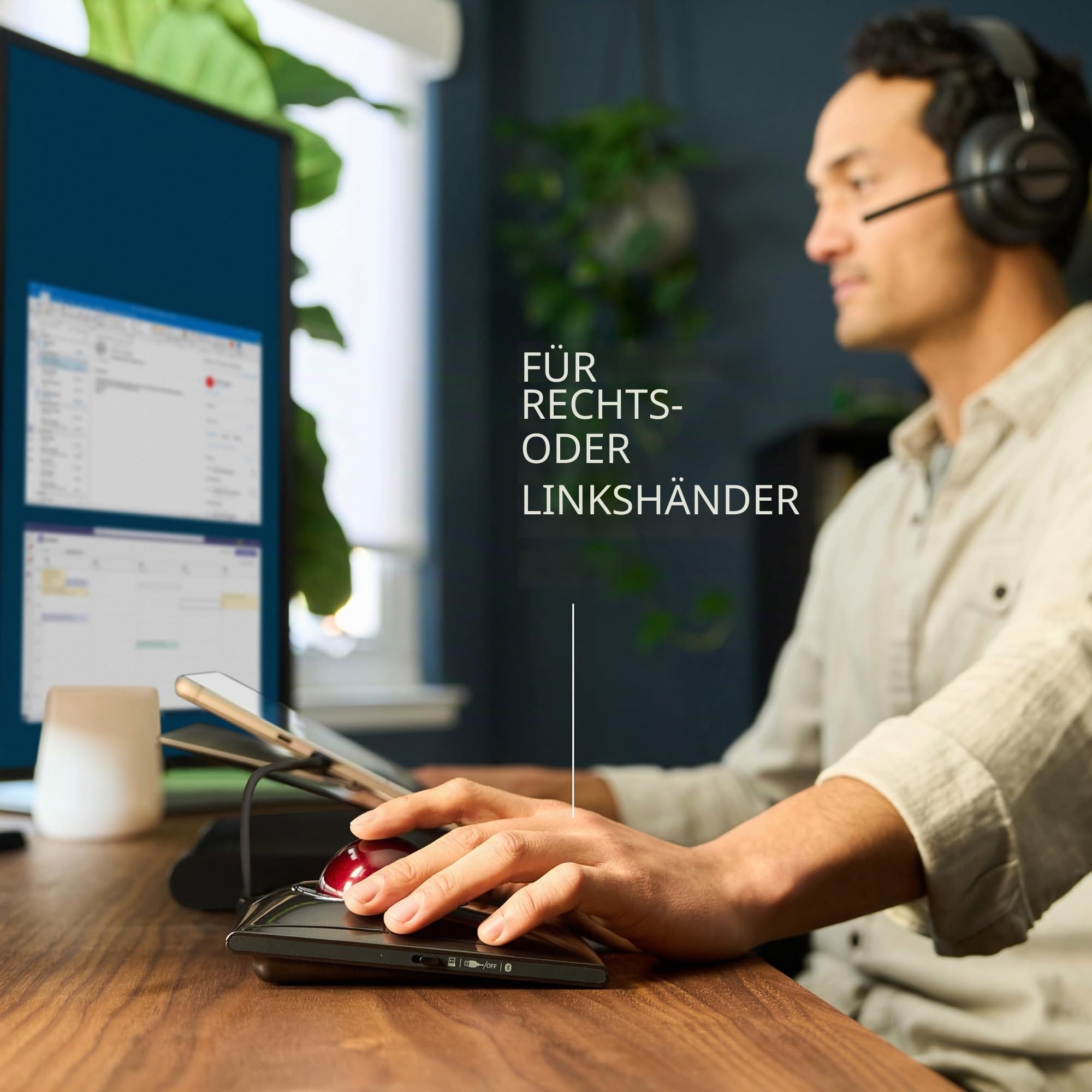 Kensington SlimBlade Pro Trackball Bluetooth Maus, Kompatibel mit Windows und macOS, PC und Laptop, Für Rechts- und Linkshänder, Optisches Tracking (K72080WW)