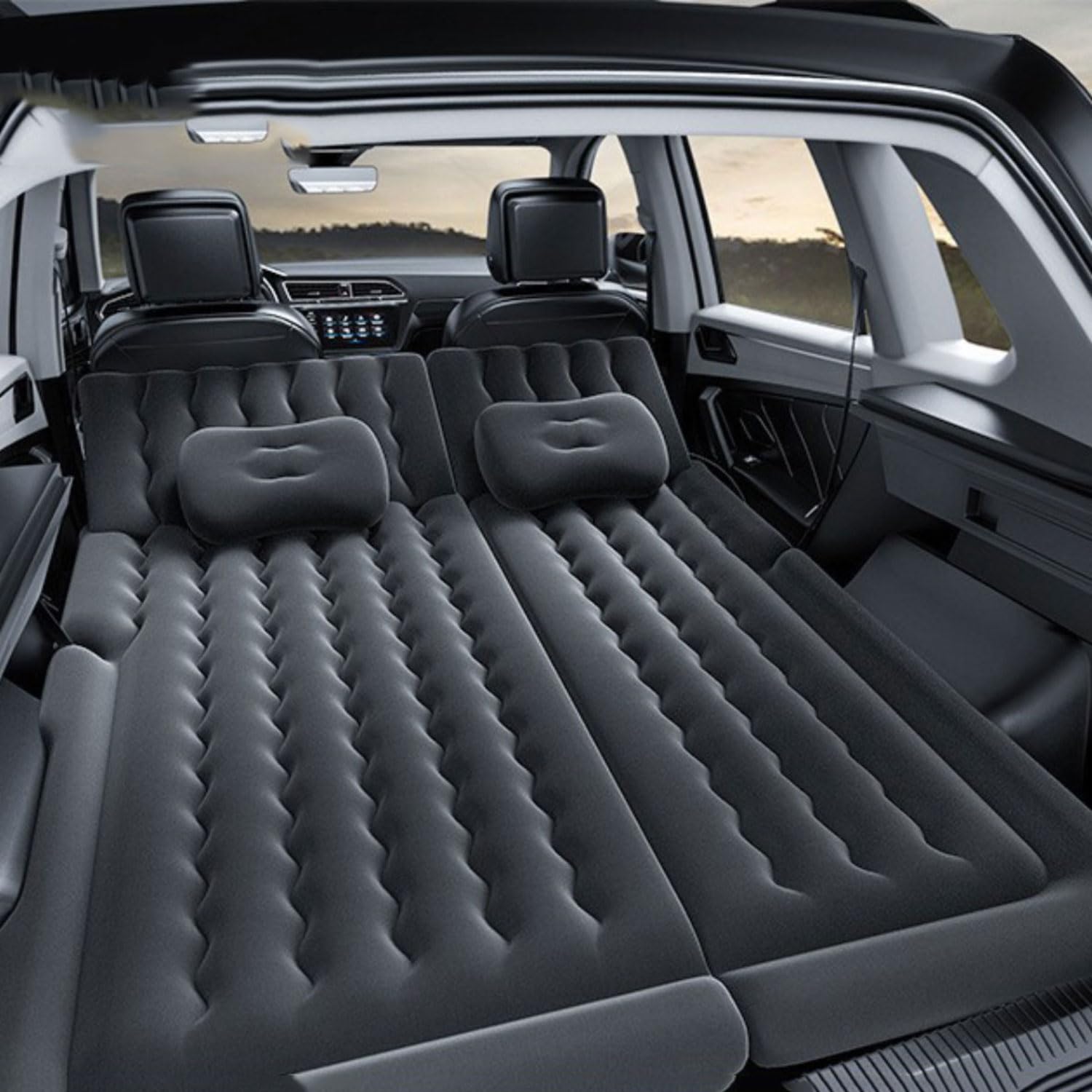 Nadmuchiwany materac do samochodu typu SUV z pompką powietrza i 2 poduszkami, przenośny, dwustronny, grubszy materac do samochodu, łóżko dmuchane na podróż, kemping, do aktywności na świeżym