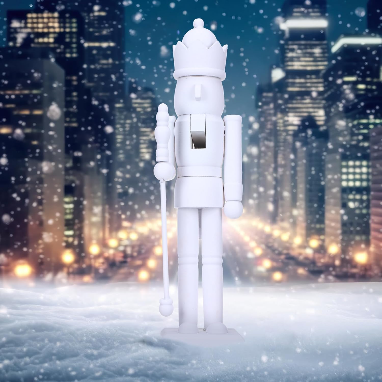 15 Inch White Christmas Nutcracker Ornaments Flocked Nutcracker Figures Christmas Decor Ornament Soldier Festive Collectible Gift for Table Fireplace Shelf Desktop Home Decor