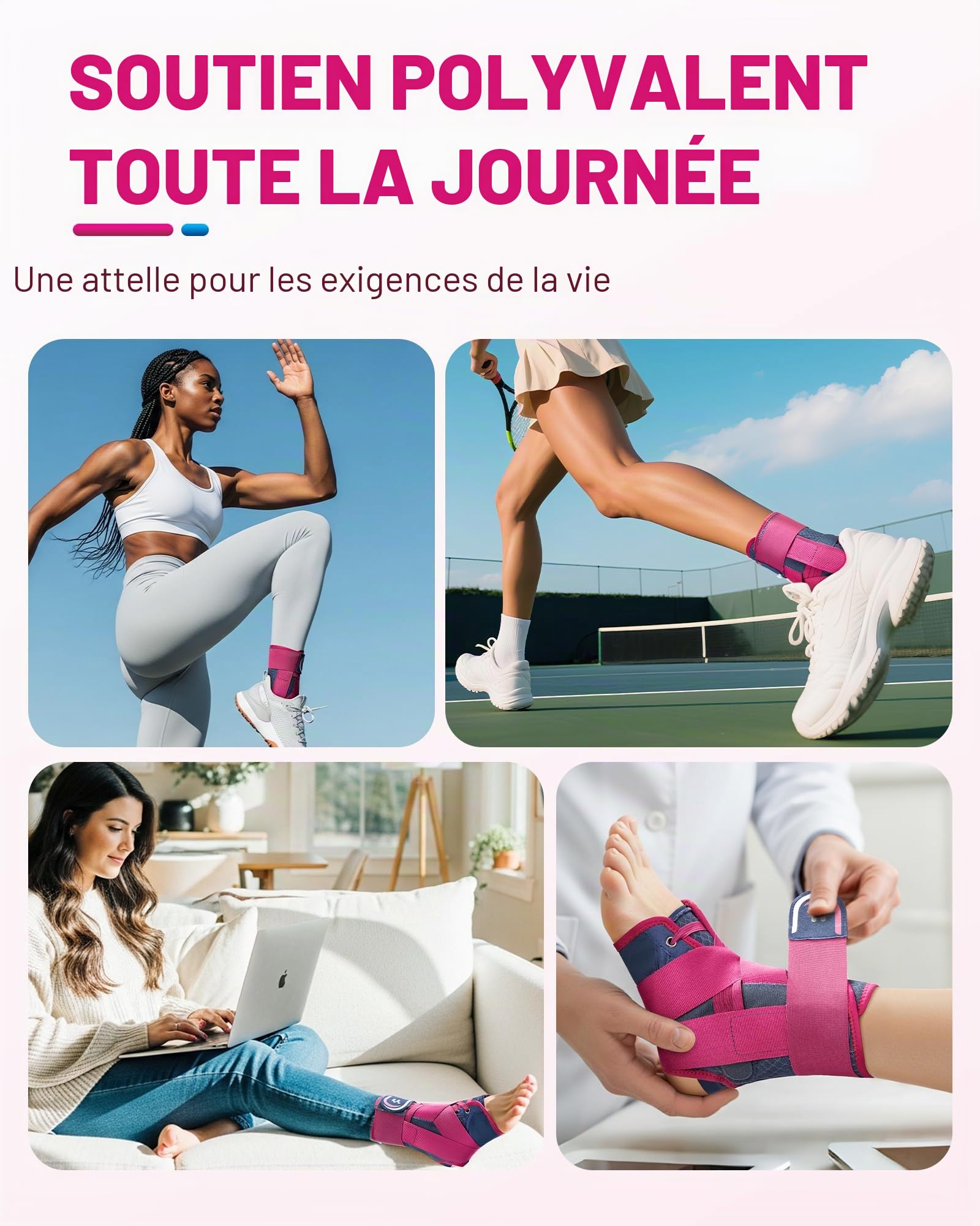 Fitomo Attelle de Cheville Homme Femme - Stabilisateurs Latéraux Amovibles pour Soutien et Stabilisation - Conçu pour la Récupération de Entorses, Tendinite d'Achille, Faiblesse et Gonflement, L