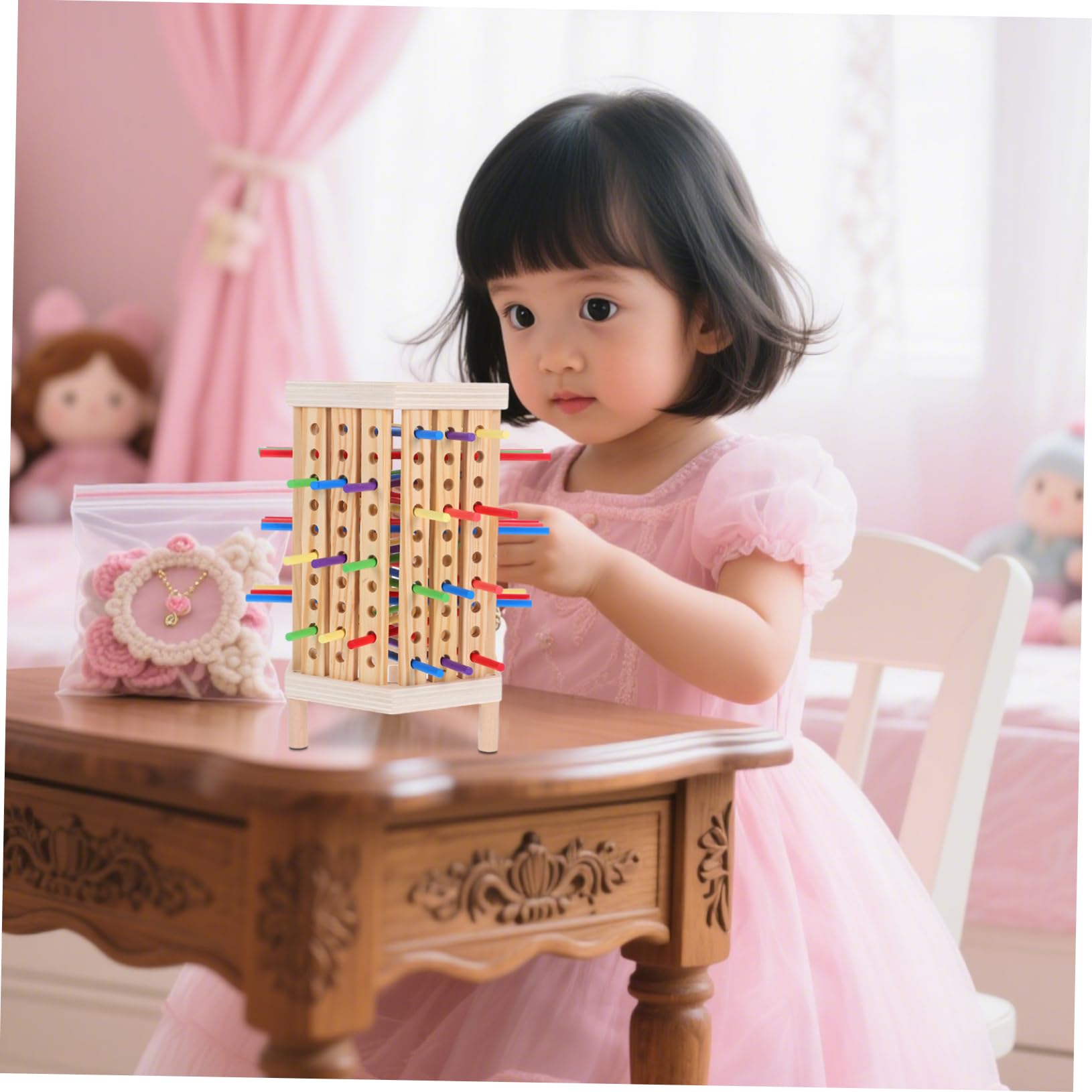 Montessori Madera Apilable Colores Brillantes para Desarrollo Habilidades Cognitivas Clasificación Tablero Educativo Madera Natural