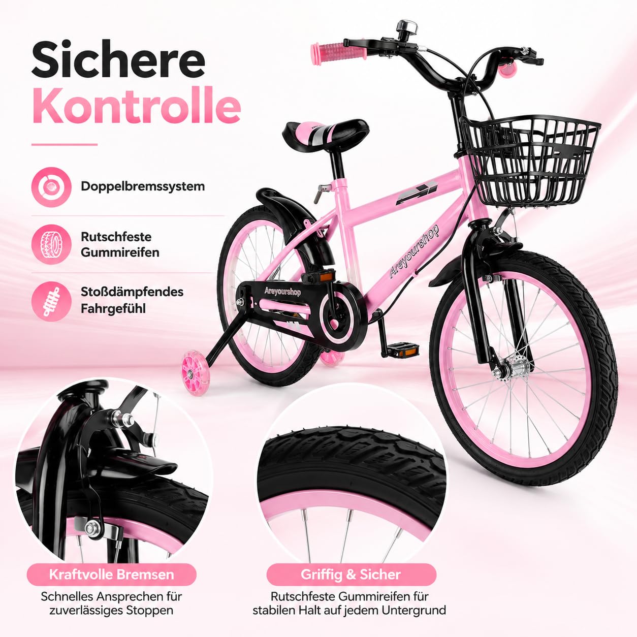 Bicicleta de 18 pulgadas para niños, Asiento ajustable y manillar, Marco de acero al carbono, Frenos dobles, rueda de radios a prueba de golpes, ruedas magnéticas