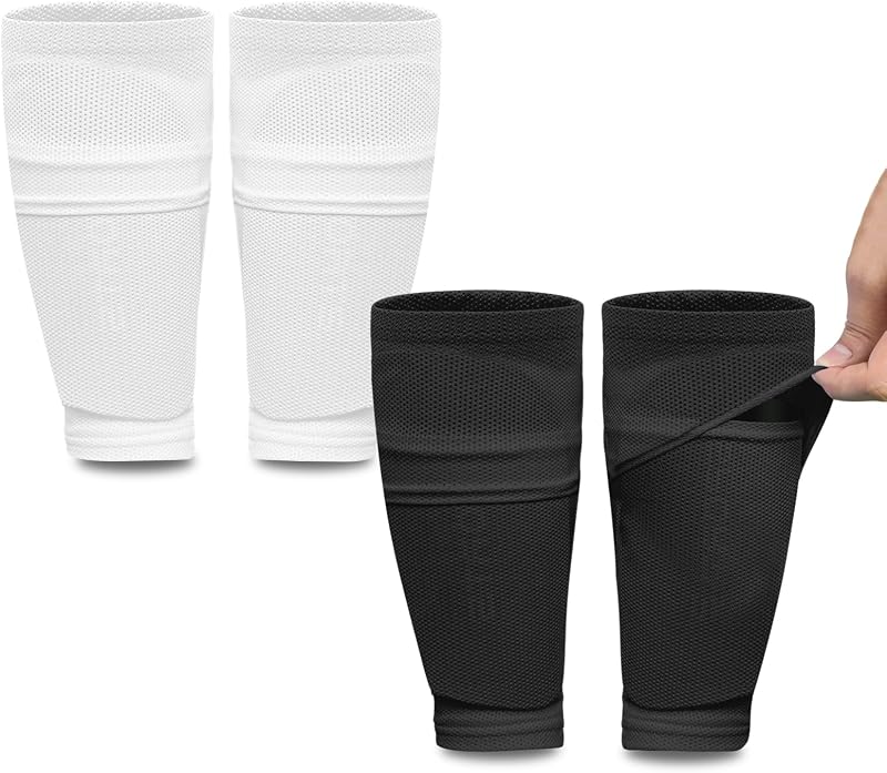 2 Pairs Kids Youth Soccer Shin Guard Sleeves for Ages 3‑15
