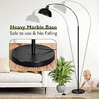 Vista 6 de Lámparas de pie de arco para sala de estar, moderna lámpara de pie alta con control remoto, lámpara de pie negra regulable continua con pantalla