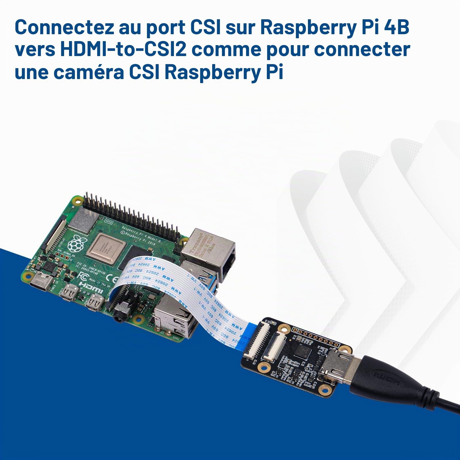 GeeekPi HDMI-to-CSI2 Adapter Board pour Raspberry Pi 4B /3B+ /3B /3A+ /Pi Zero/Pi Zero W/Pi Zero 2 W
