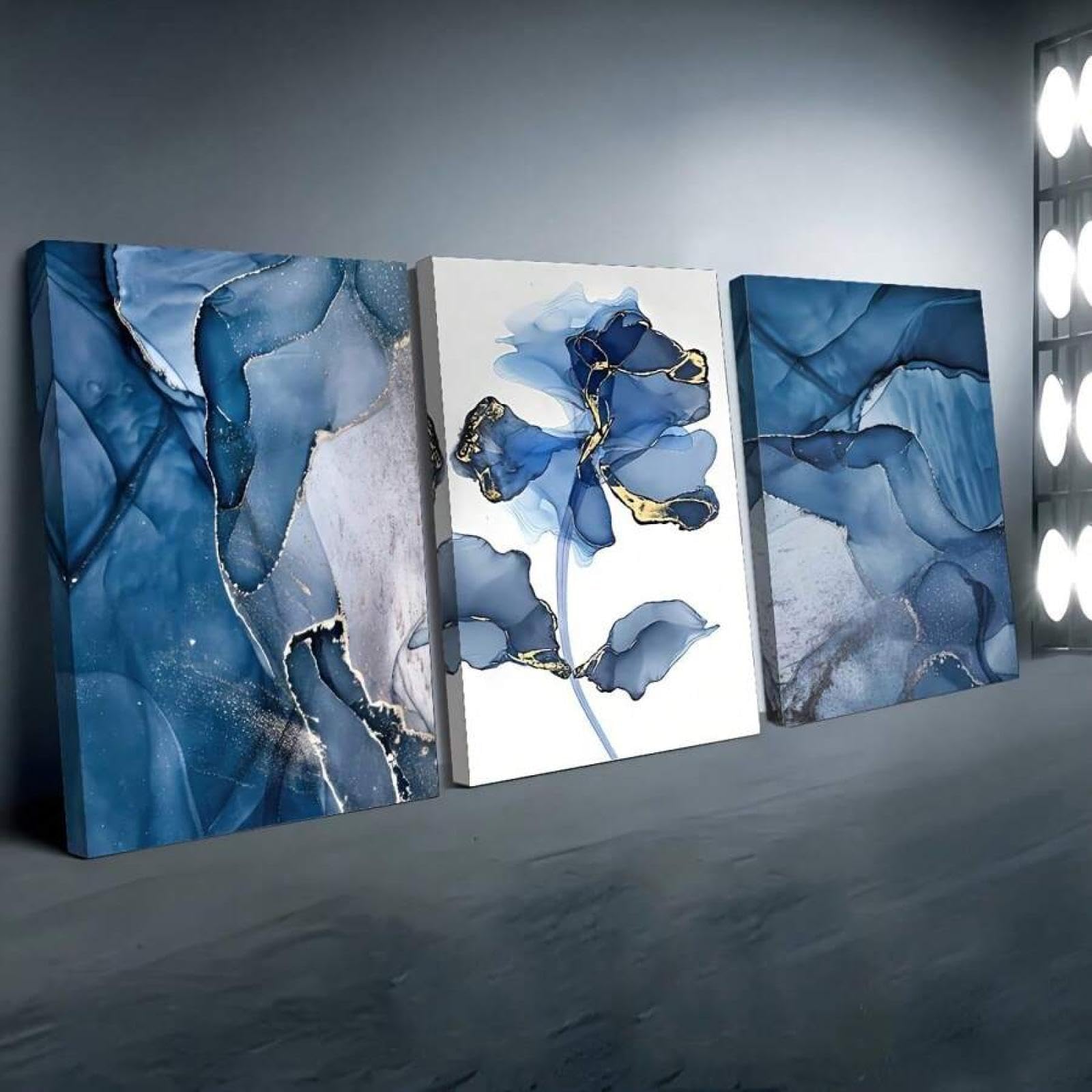 Décoration moderne abstraite florale bleue affiche murale