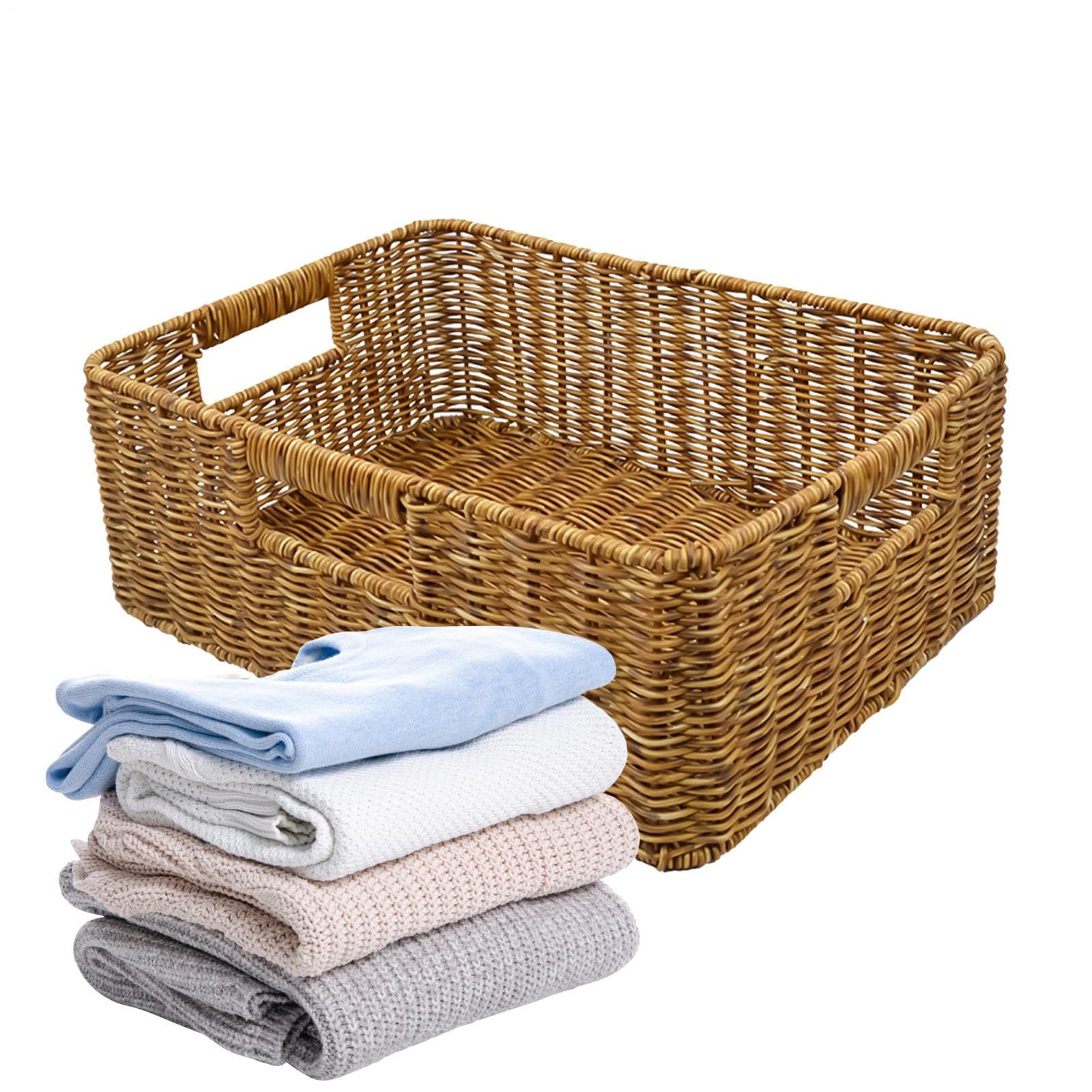 Cesta para baño impermeable estilo ratán para organizar cosméticos y toallas