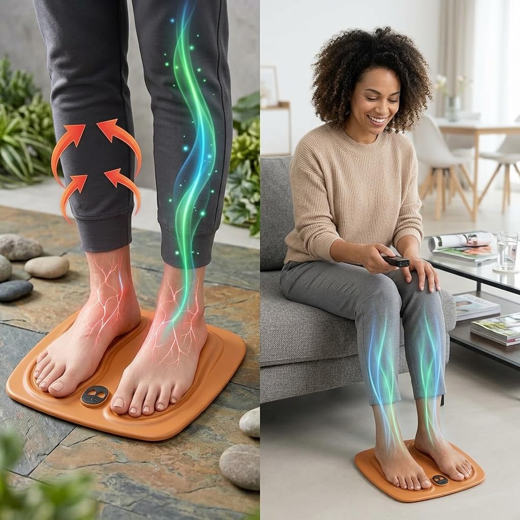 Orthoback ReNerv 3D EMS Fußmassagegerät mit Wärmefunktion, Fußmassage gegen Nervenschmerzen und Taubheit, Fussmassage Durchblutung Beine und Füße, Heating Foot Massager für Entspannung Zuhause
