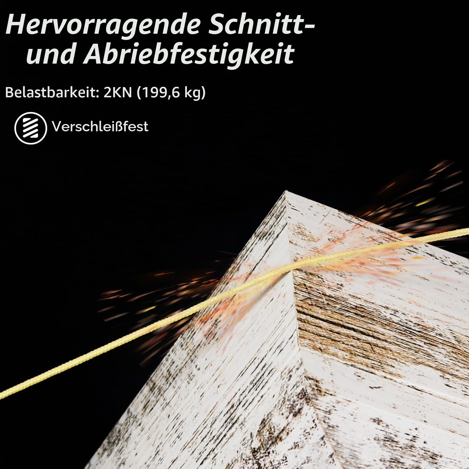 NewDoar Abriebfeste Geflochtene Kevlar-Schnüre 1,5 mm 50Fuß/120Fuß/200Fuß, 12-strängige Schnur Hochfest Verschleißfest Flammhemmend Geeignet für Camping Drachenschnur Angeln EDC-Schnüre