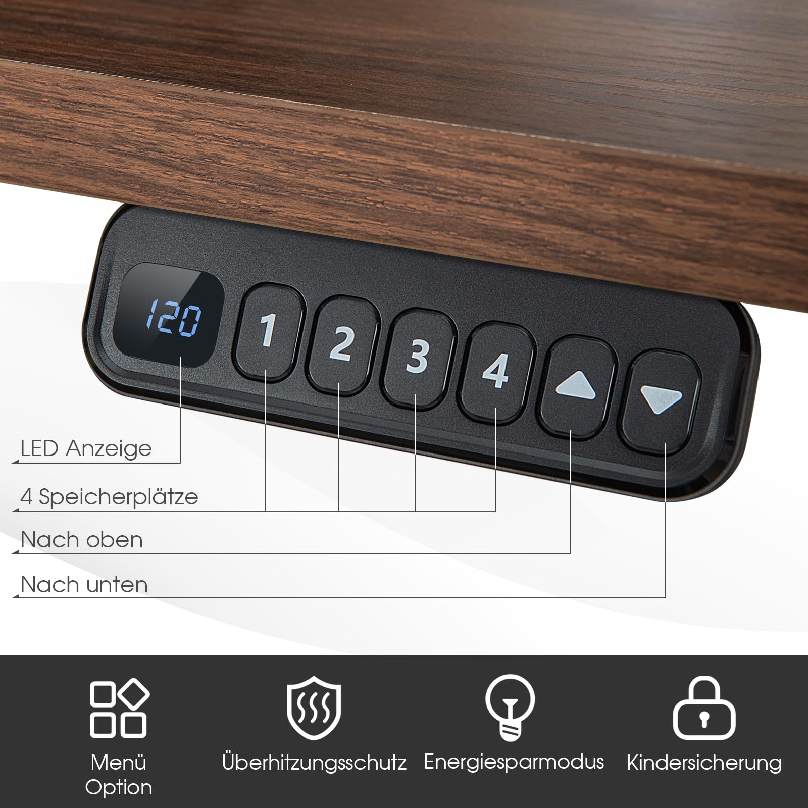 COSTWAY Elektrischer Tischgestell, Stehpultgestell Breit- & Höhenverstellbar, 2 Motoren | 4 Memory-Steuerung | Kollisionschutz, Pultgestell Schreibtisch Rahmen ergonomisch, Zuhause Büro (Black)