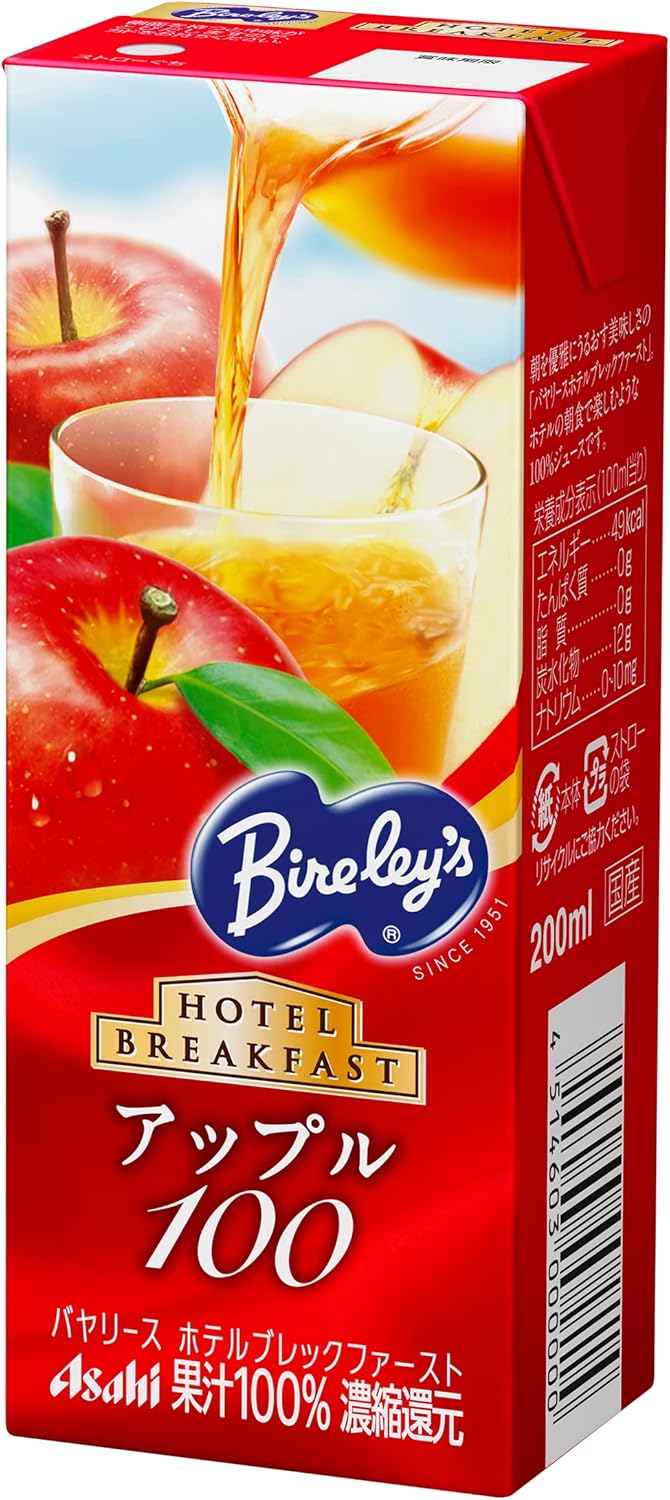 -25%【¥1,882 (¥78/本)】2,007アサヒ飲料 バヤリース ホテルブレックファースト アップル100 200ml×24本 紙パック