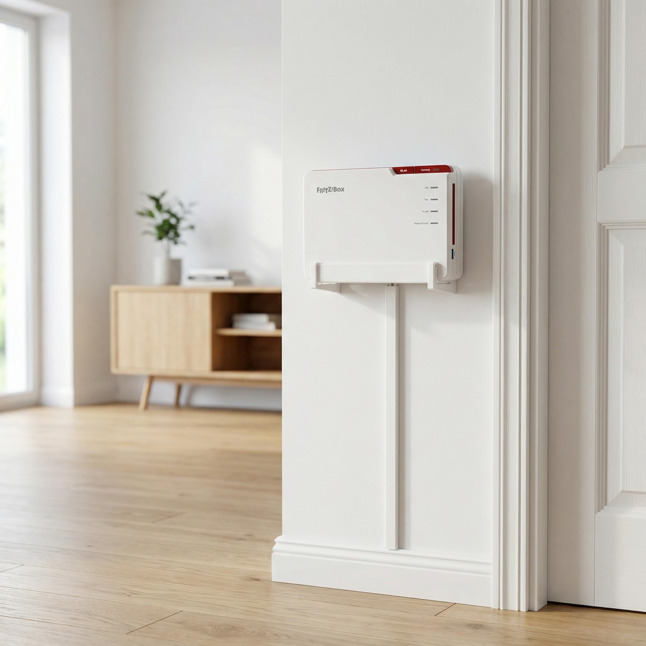 Supporto da parete per Fritz!Box 5690 Pro – Supporto con sistema a scatto per AVM Fritz Box Fiber & DSL Router – Include materiale di montaggio (Made in Germany)