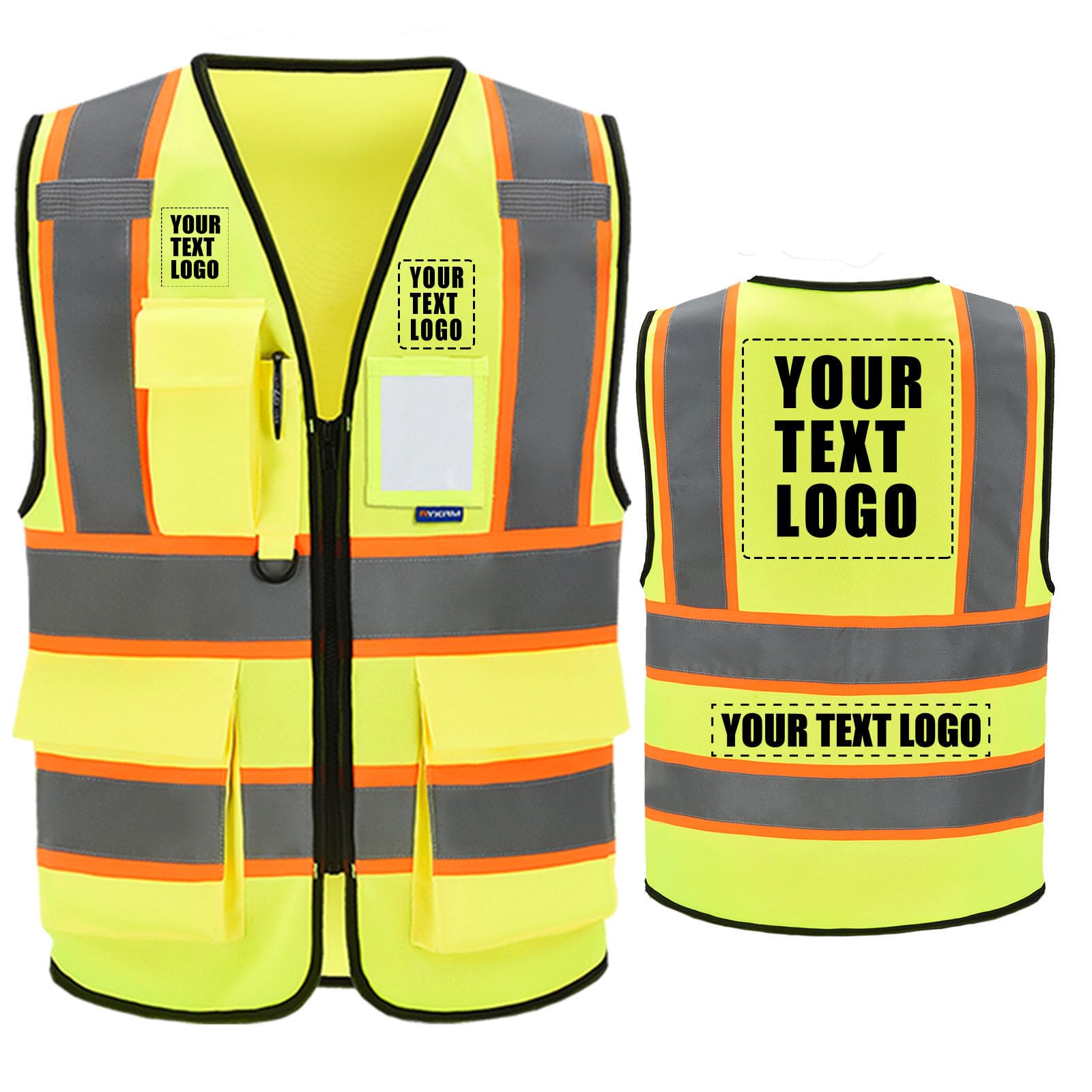 AYKRM Custom Logo Personalised Printed High Visibility Reflective 2 two tone work construction Safety Vest