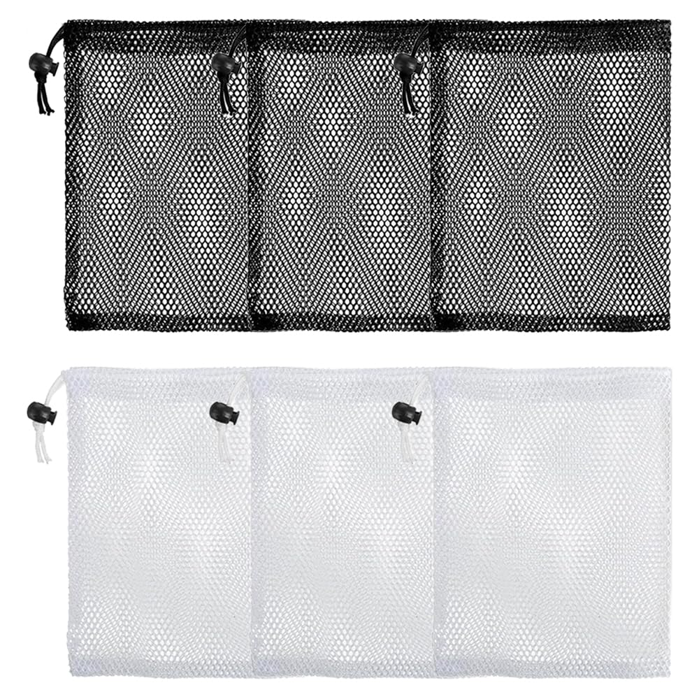 ONEINHE Zaino con coulisse in rete, multifunzione, per palestra, spiaggia, nuoto, colore nero, Nero