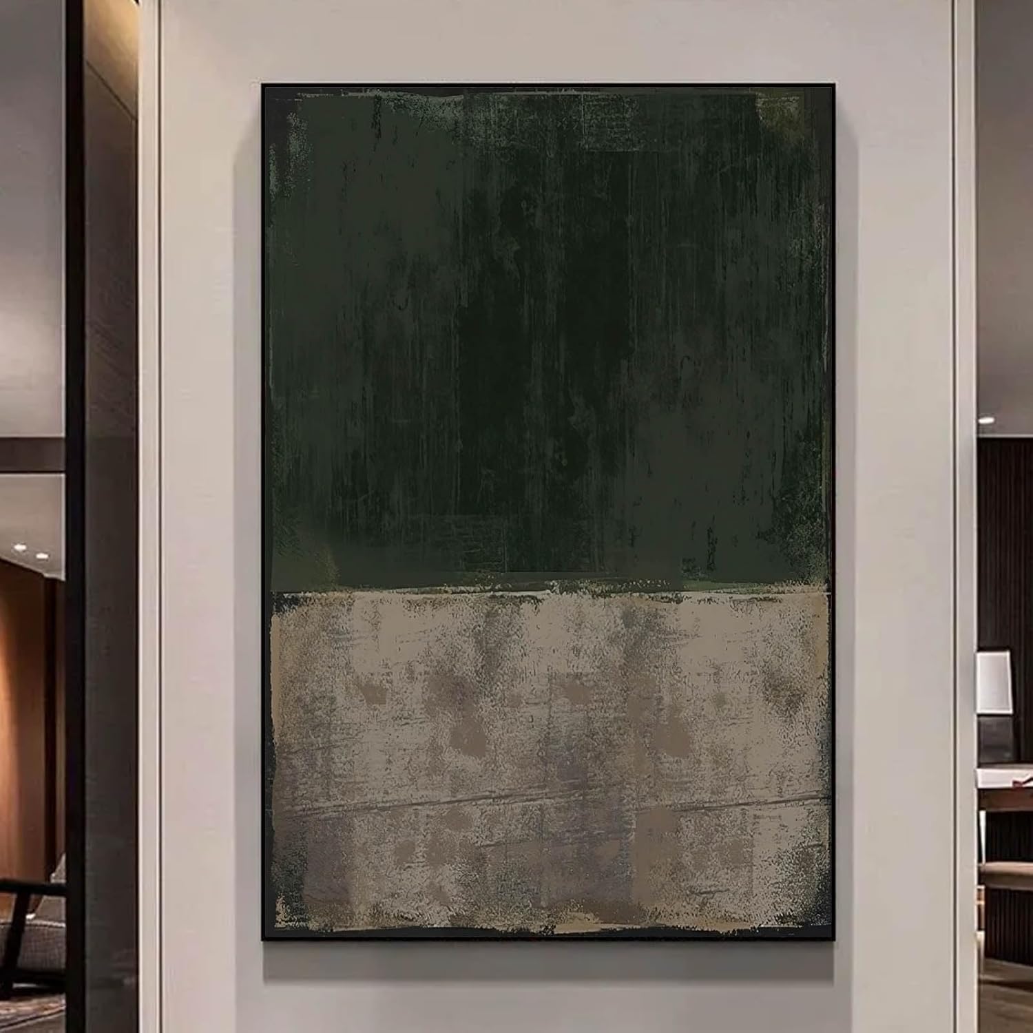 Amazon.com: Dark Green Abstract Painting Dark Green Canvas Wall Art ...