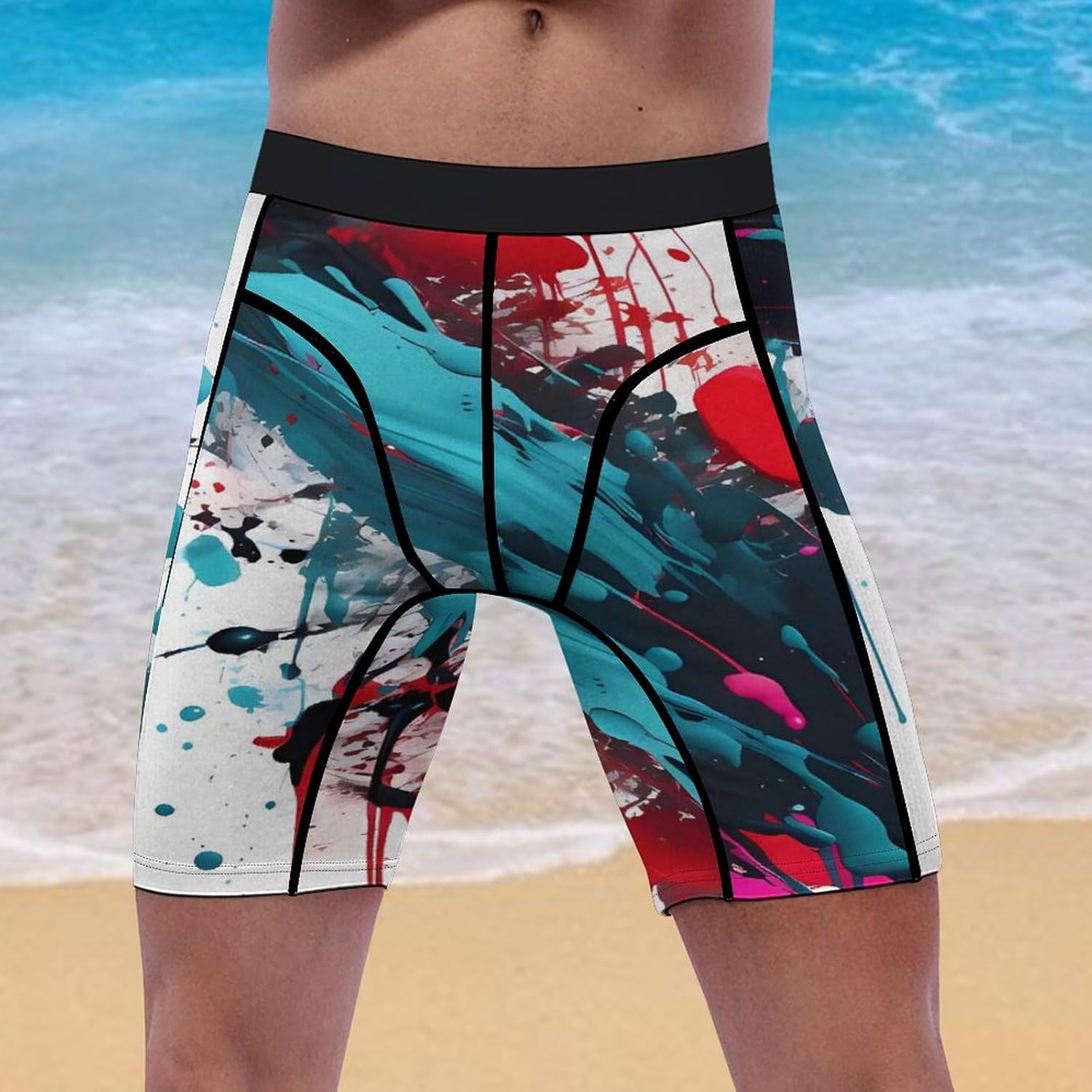 Abstract Paint Splashes Compression Shorts Men Spandex Sport Shorts Workout Performance Baselayer Underwear