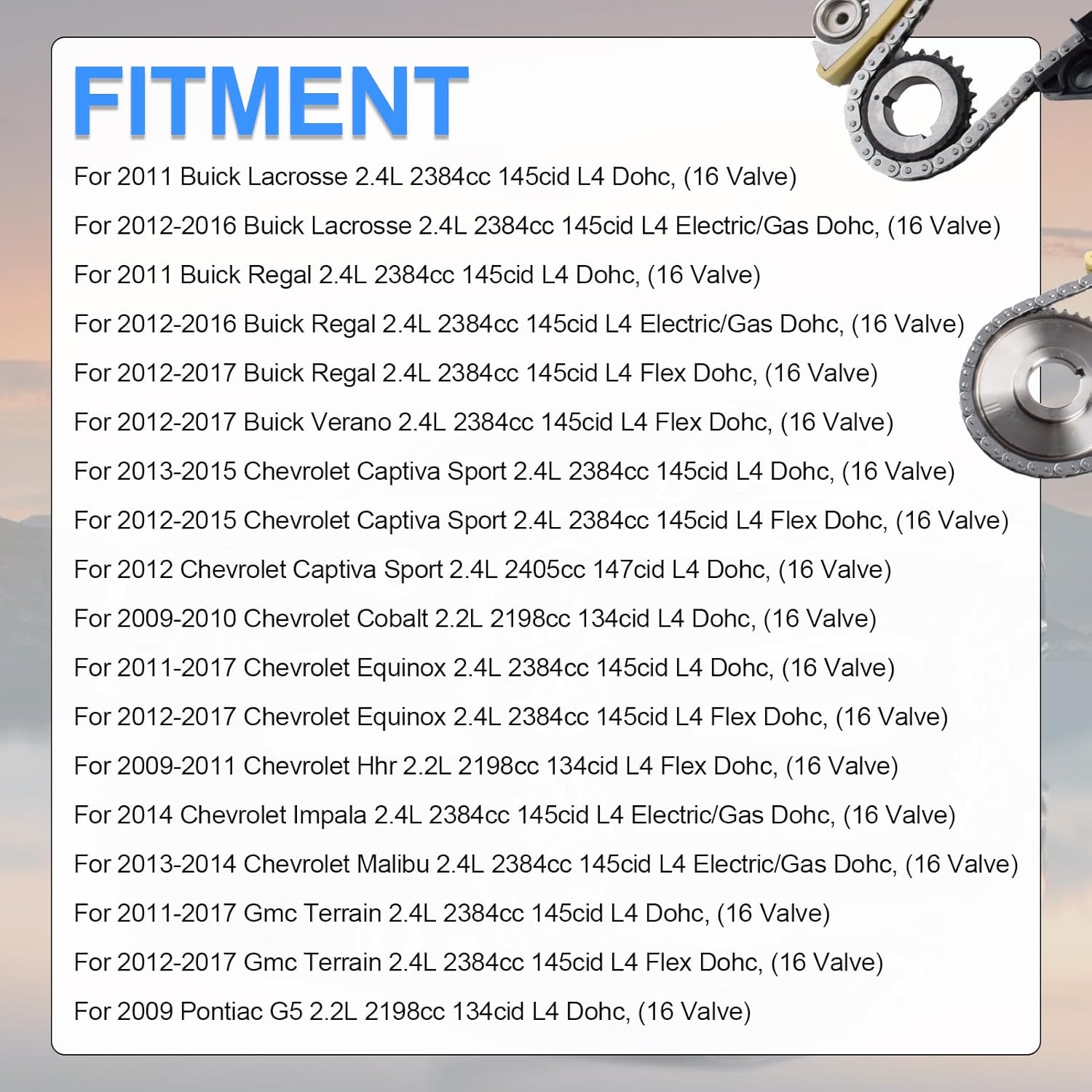 Timing Chain Kit w/Head Gasket, Water Pump, Oil Pump, Sprocket Tensioner for GMC Terrain Chevy Equinox Malibu Buick Regal Verano 2.2 2.4L Ecotec 9-4201S 9-4201SX