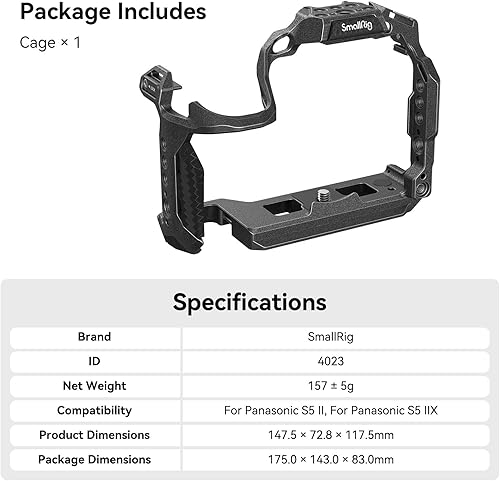 Miniatura 8 de SmallRig Jaula G9 II S5 II S5 IIX para Panasonic LUMIX G9 II  S5 II  S5 IIX con placa de liberación rápida incorporada para Arca-Swiss - 4023