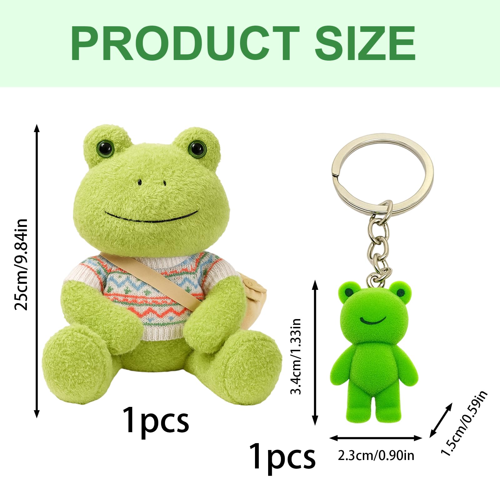 QhgPnt Frog Toy, Soft Plush Stuffed Animal with Keychain - Image 2