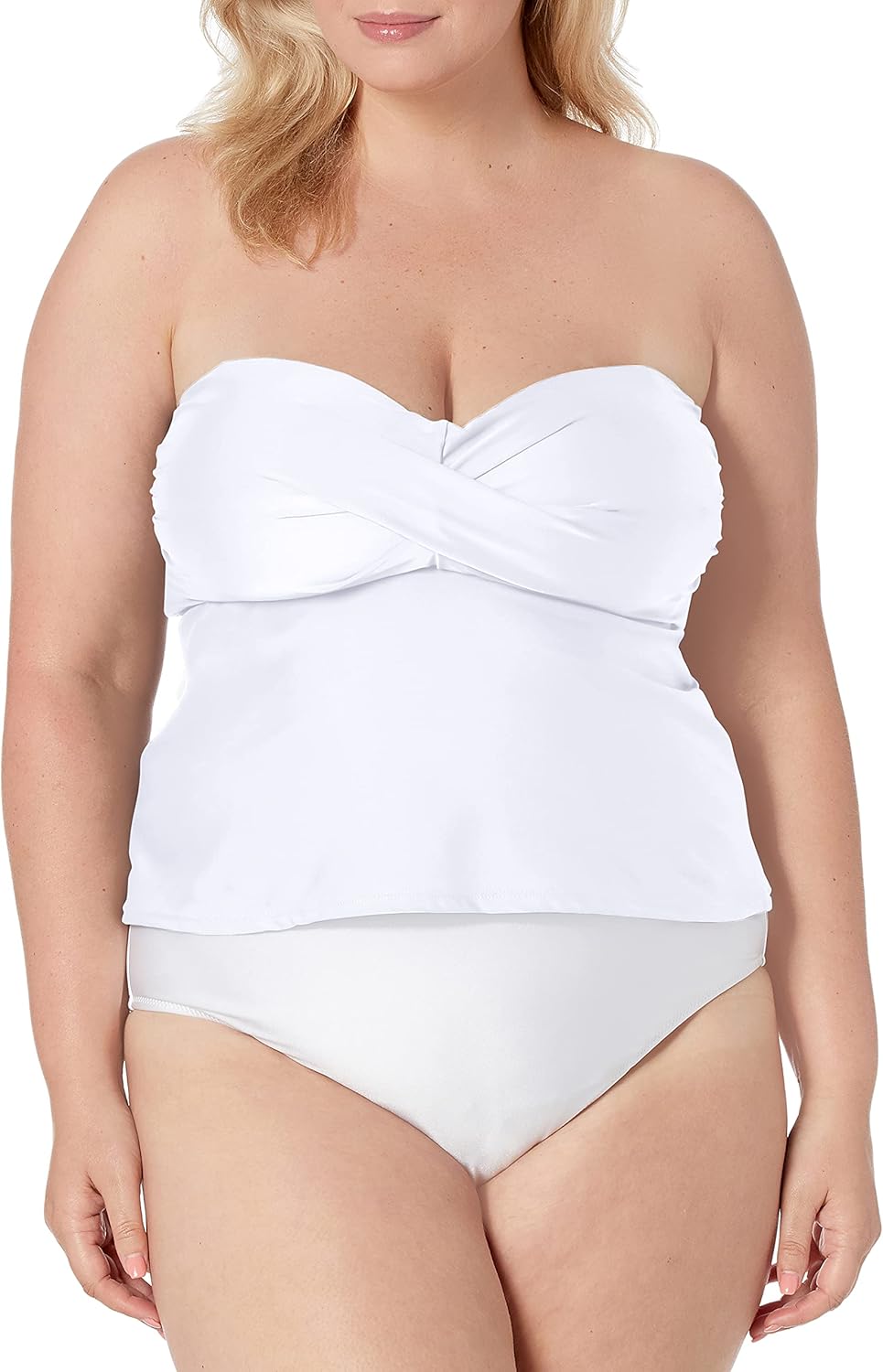 Catalina Women's Plus-Size Twist Front Bandeau Tankini Swimsuit : Clothing, Shoes & Jewelry
