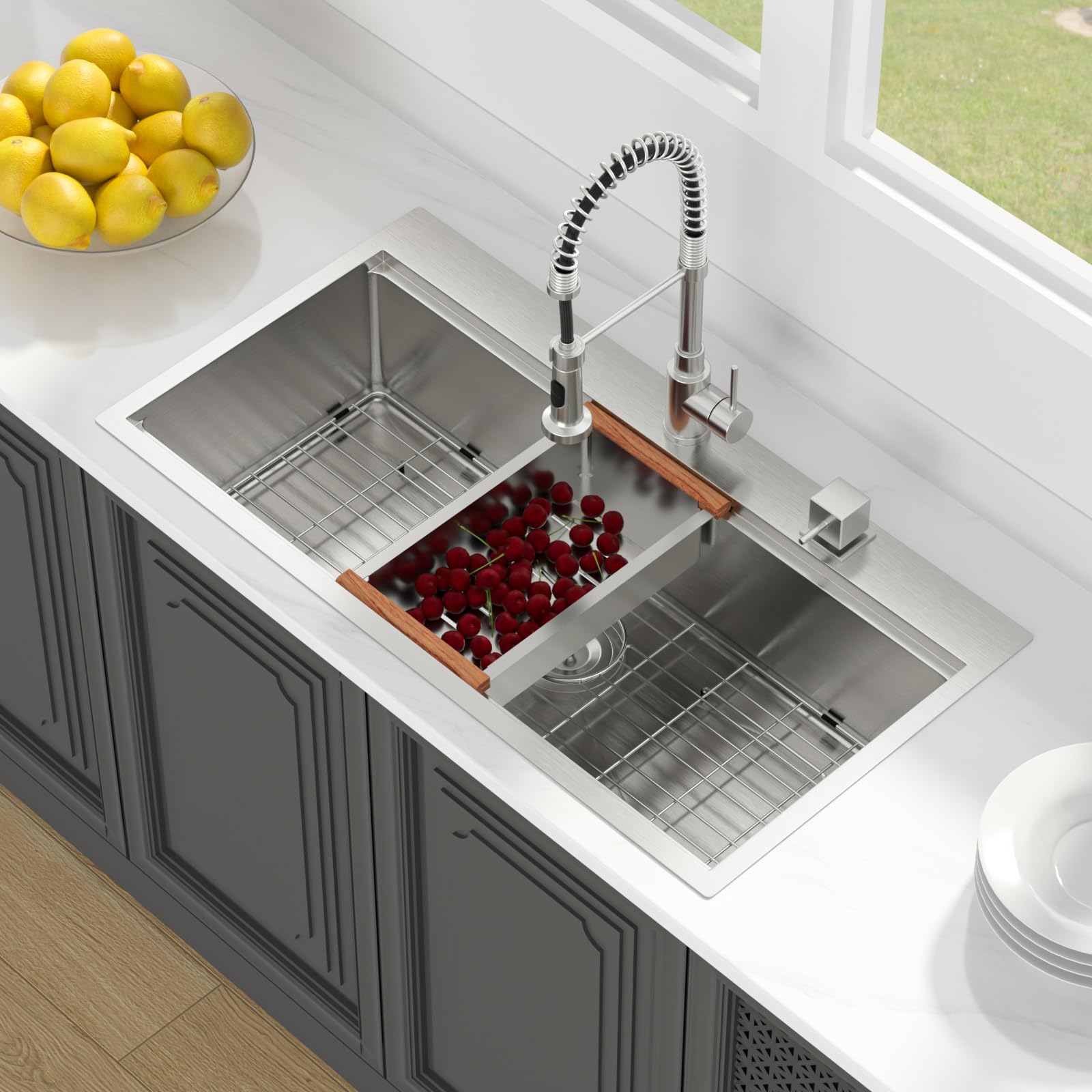 Lordear 36 Drop In Kitchen Sinks Worktation 16 Gauge Stainless