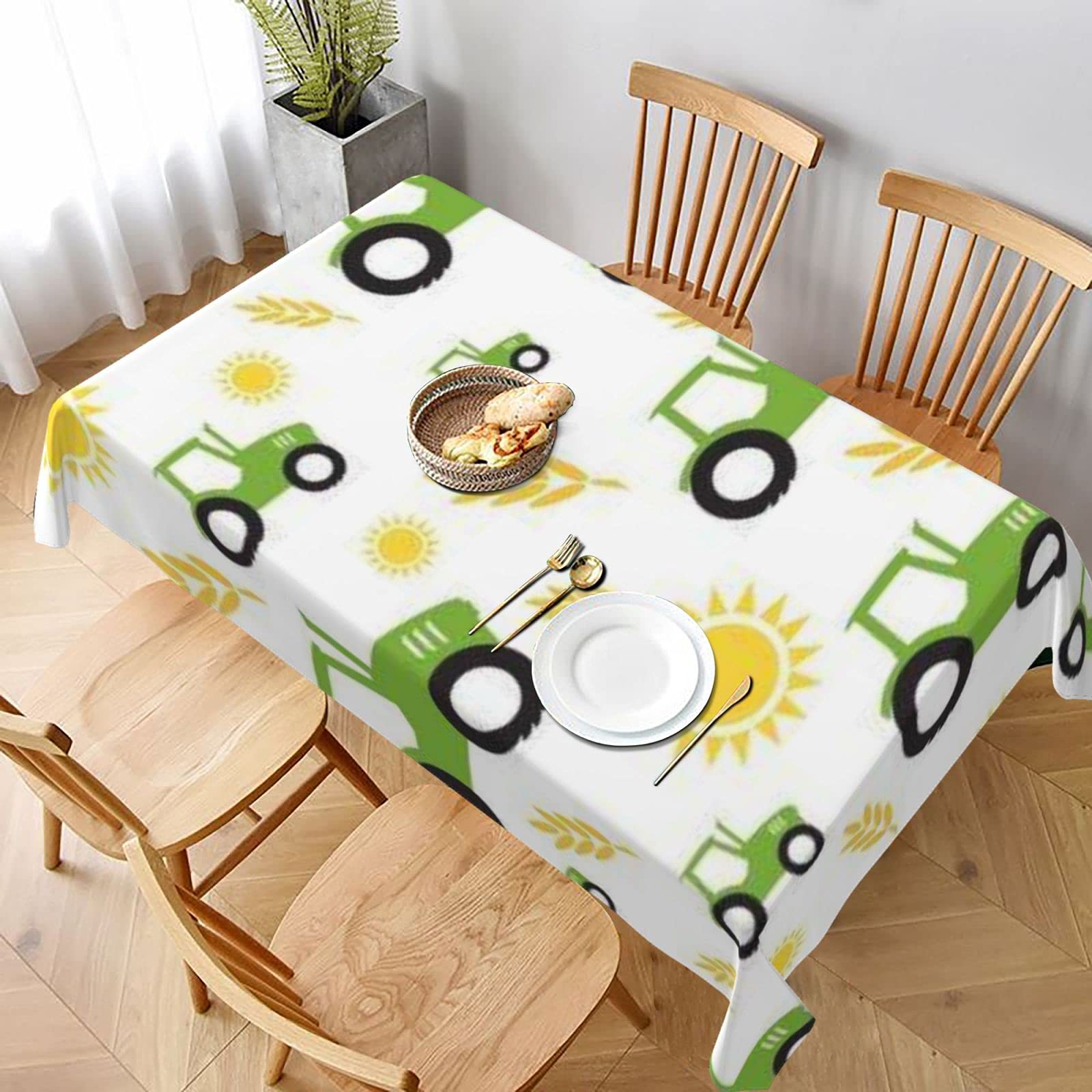 BNVSADC tractor farming Printed Rectangle Tablecloth 228x152 CM, Water Resistant Polyester Table Cloth Decorative Fabric Table Covers for Kitchen Dining Table Parties Camping