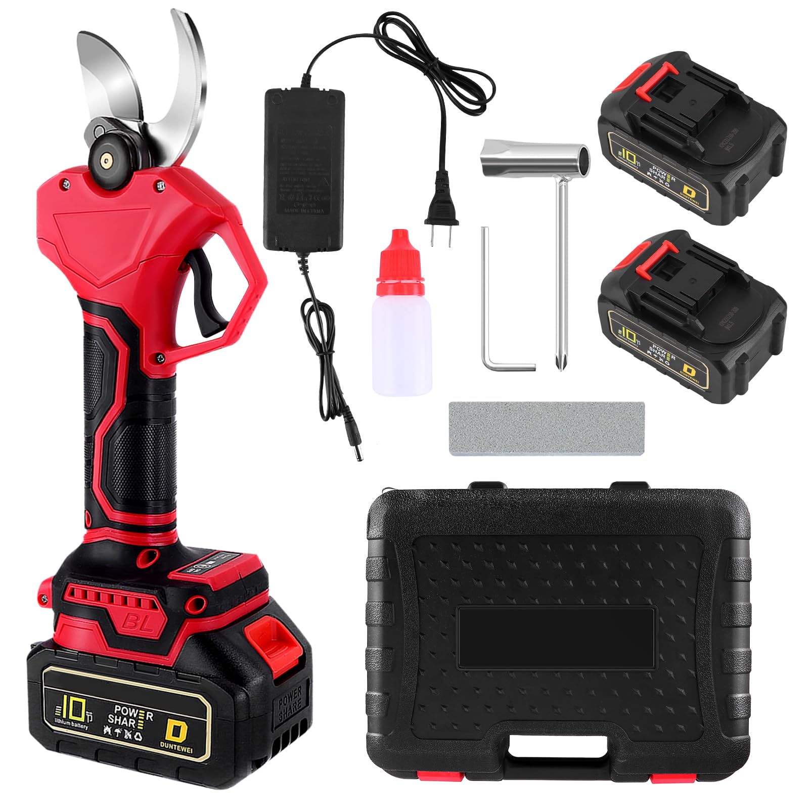 Tijeras de Podar Eléctricas, Tijeras de Podar con Baterías 2x3000mAh, Tijeras de Poda de 40 mm con Display, Tijeras de Podar con Motor Brushless para Jardinería