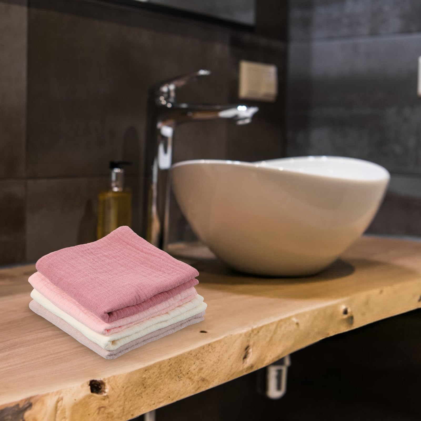 Qianyu 4 paños suaves para la cara, toallitas desmaquillantes muselinas, toallas faciales absorbentes, limpieza diaria, viajes, para mujeres y hombres