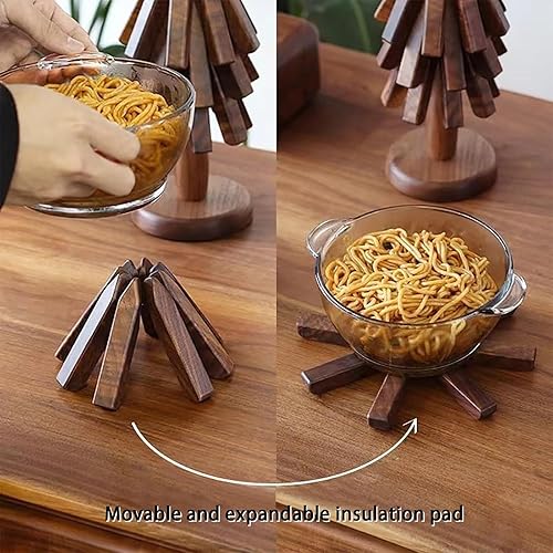 Miniatura 3 de Salvamanteles de madera para platos calientes, juego de salvamanteles con forma de árbol de nogal negro, salvamanteles para ollas y sartenes