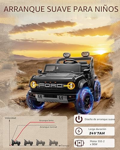 Miniatura 8 de First Ride On - Ford Bronco Raptor - Vehículo infantil eléctrico para niños grandes de 2 puestos, con licencia y control remoto, de 24 V, velocidad