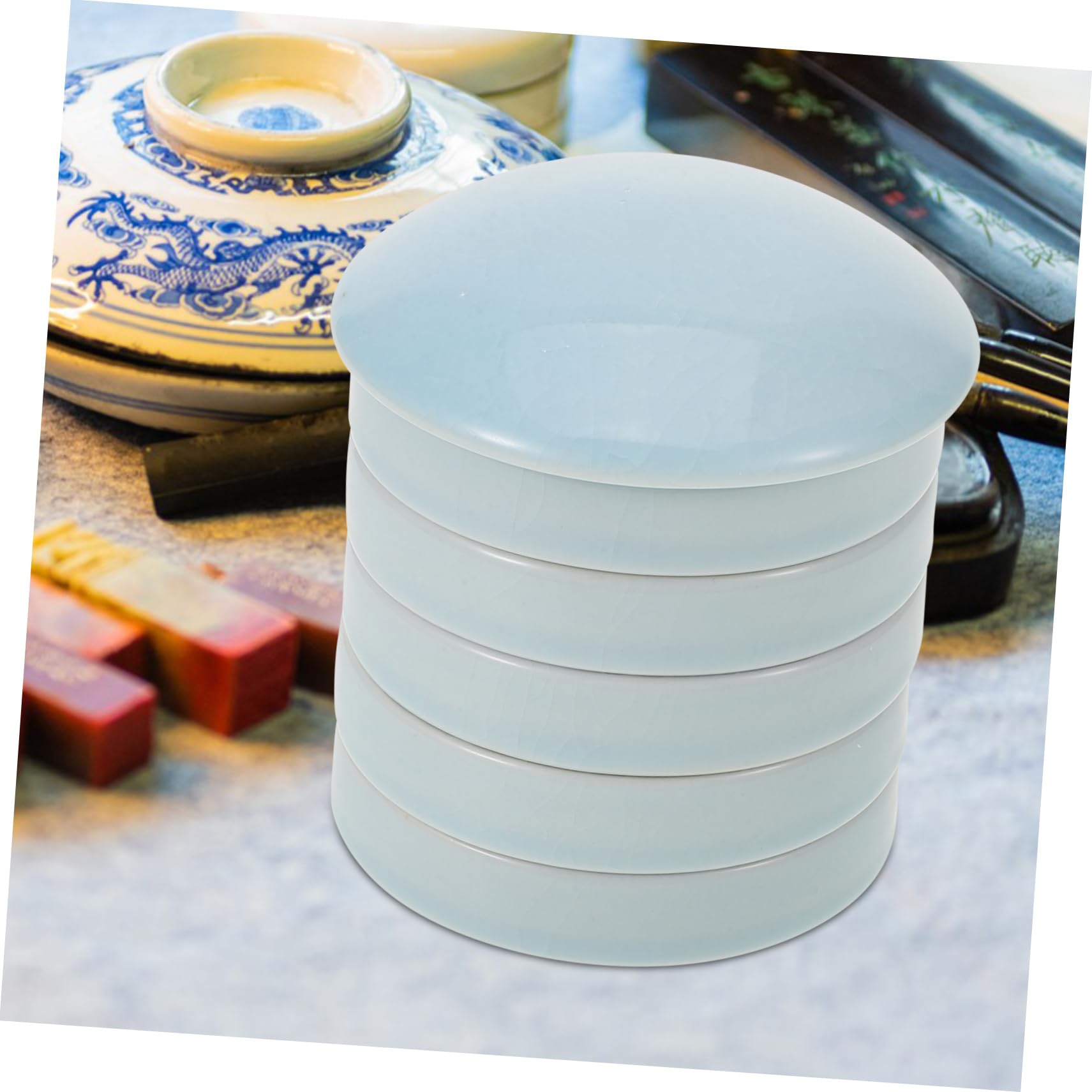 Tavolozza Ceramica a 5 Strati Coperchio, Set 1, per Pittura | Miscelazione e Deposito del Colore, Finitura Levigata, Uso in DIY e Attività Artistiche