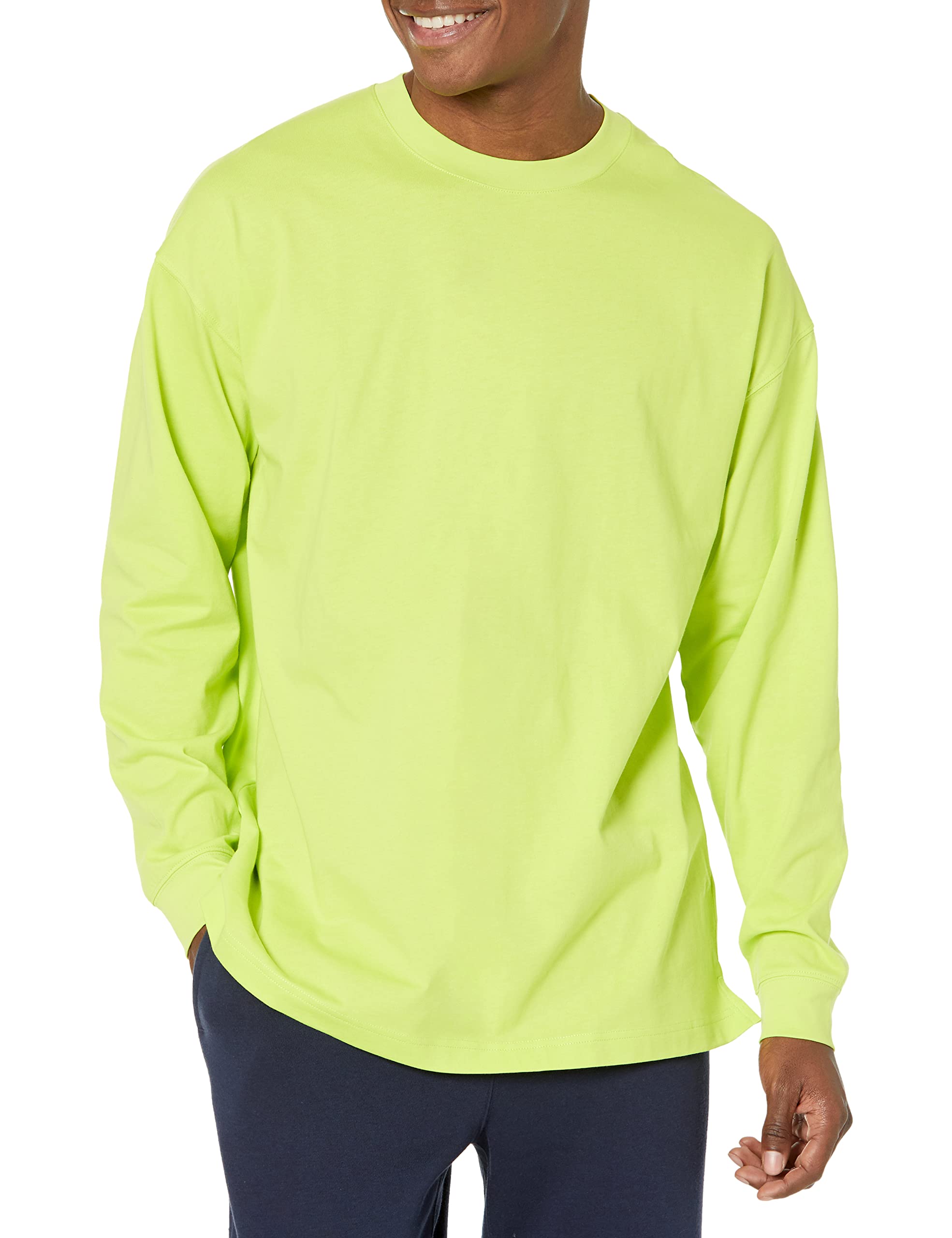 Amazon Essentials Men's Oversized-Fit Long-Sleeve T-Shirt, Lime Green, 3X-Large Big