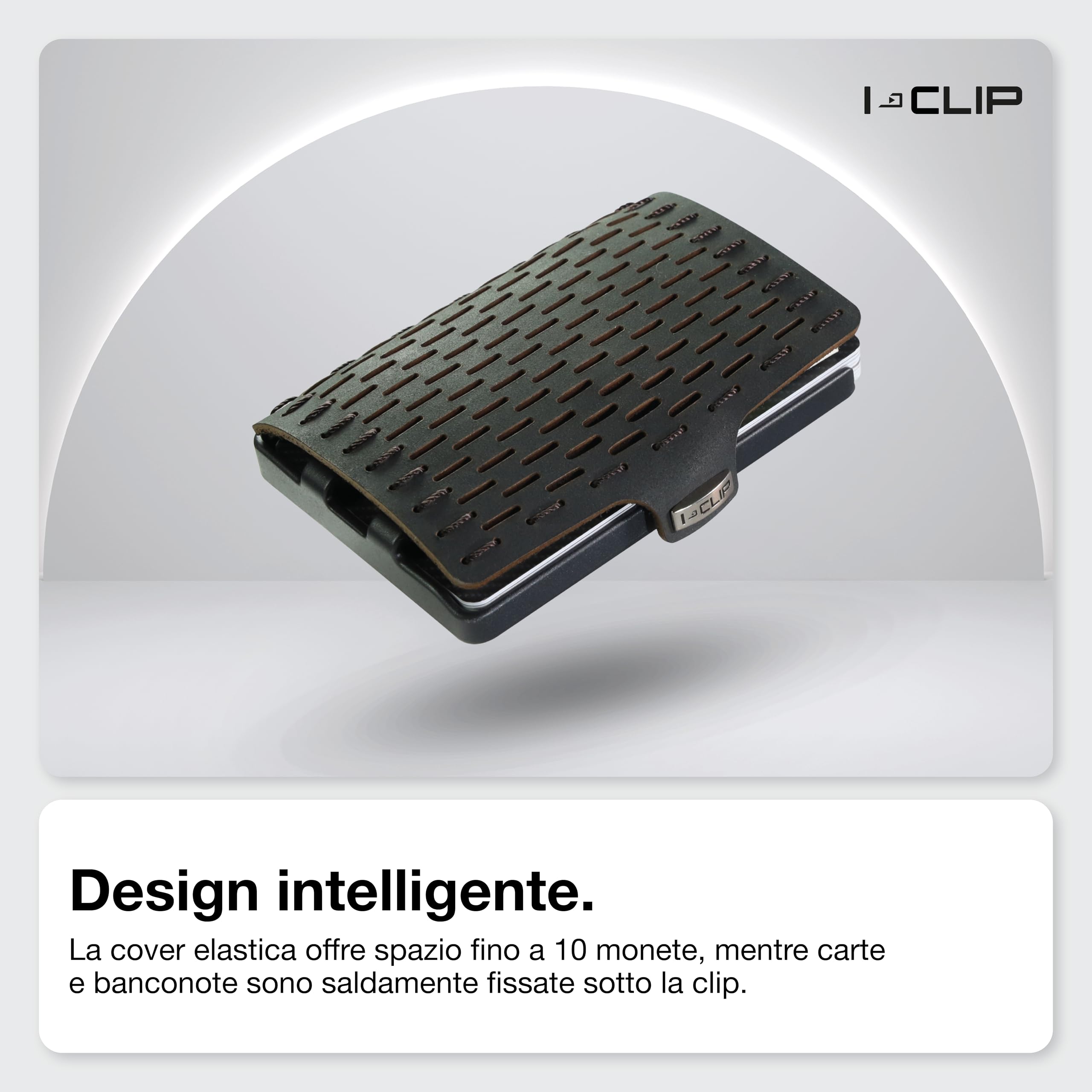 I-CLIP Original Portafoglio Uomo Slim con Portamonete Banconote, Mini Wallet fino a 12 Carte, Ultraleggero con soli 22g, Pelle