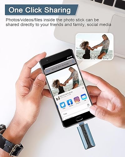 Miniatura 56 de Unidad flash USB de 256 GB para teléfono y almohadilla, memoria USB externa de alta velocidad para guardar más fotos y videos (azul, 256 GB)