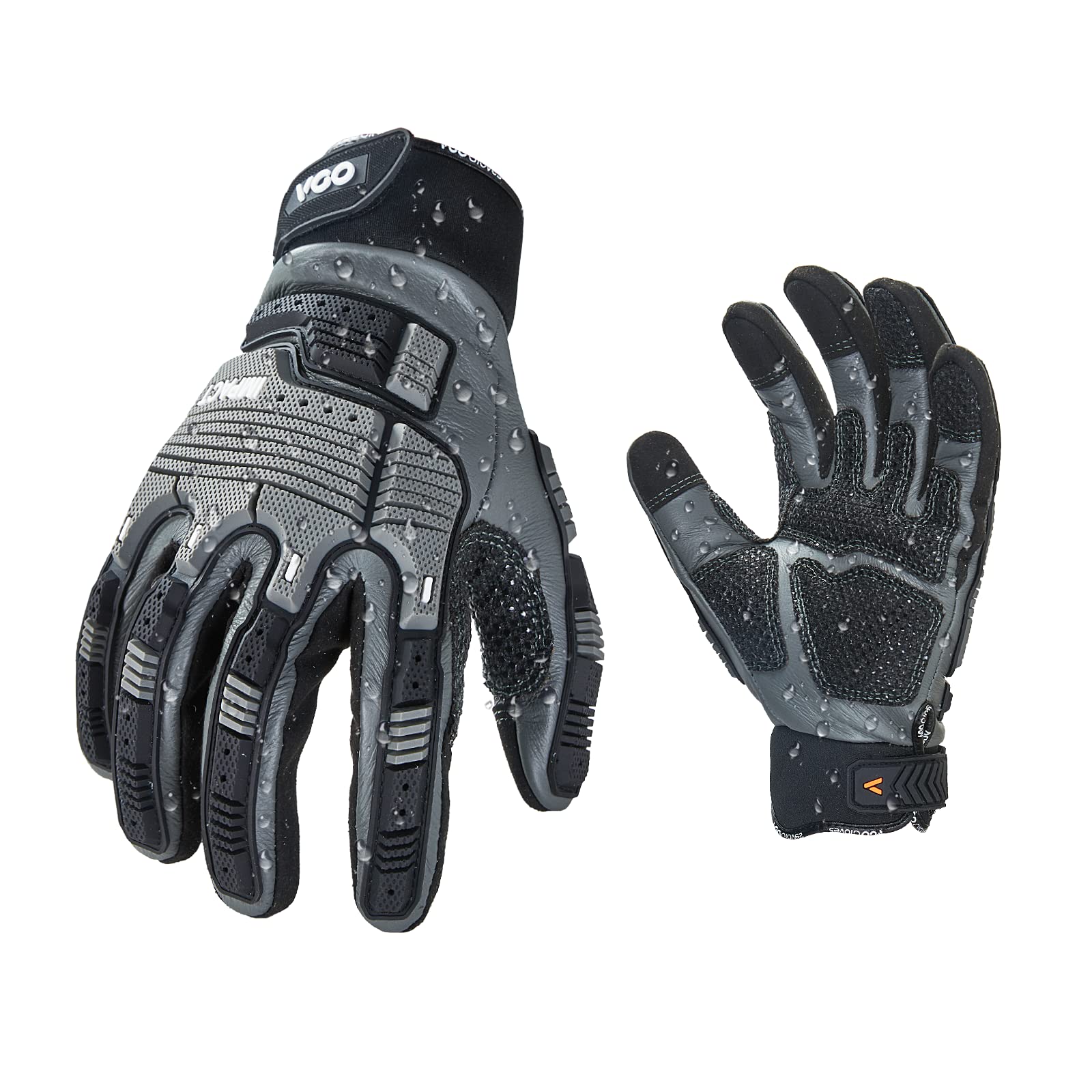 Vgo... Work Gloves Men Touchscreen Anti Impact,Utility Gloves in Goat Leather for Warehouse Mechanics Carpenter, 1 pair (XL,Brown,GA9617) — view 13