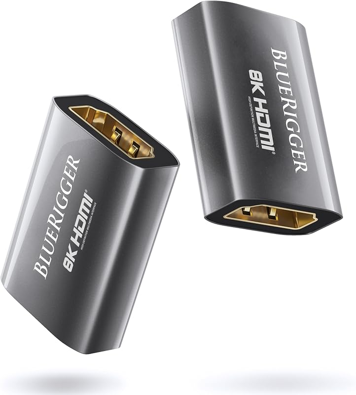 BlueRigger 8K HDMI Coupler - 2 Pack (8K 60Hz, 3D, Female to Female Adapter, 2.1 HDMI Extender, Union Connector) - Compatible with HDTV, Gaming Console, Monitor, Laptop, Projector, TV Box