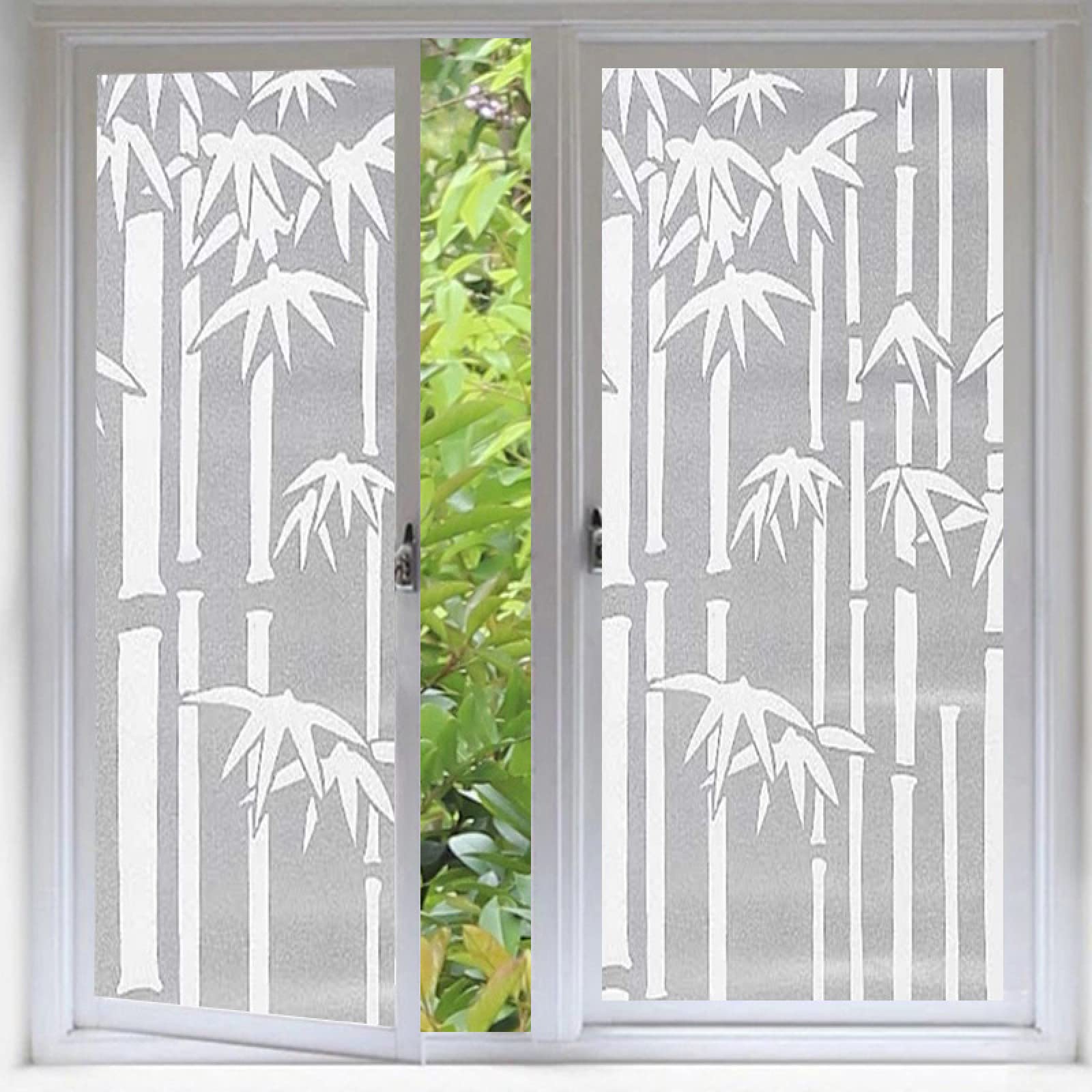 Fensterfolie Blickdicht Sichtschutzfolie, Sichtschutzabdeckung mit weißem Gitter – selbstklebendes Glas ohne Kleber