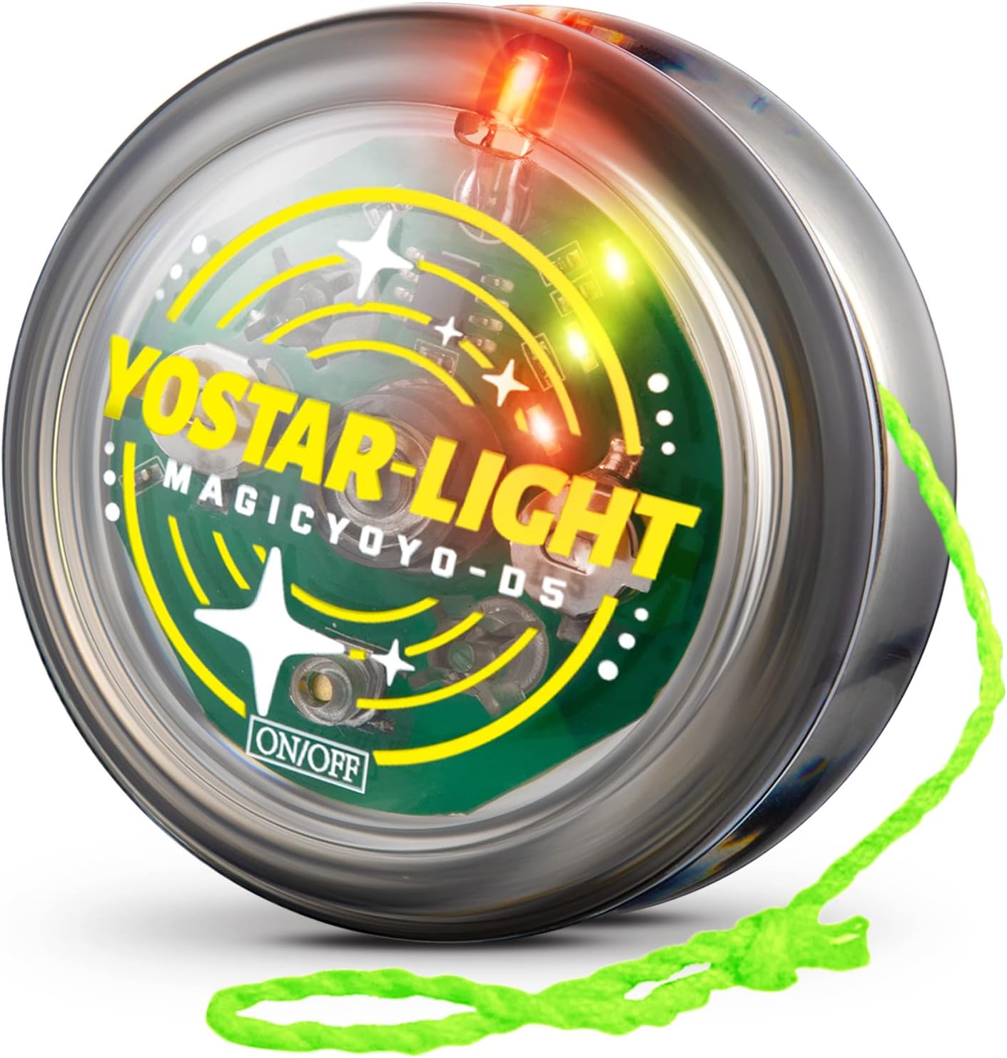 Yoyo D5 Light Up Yoyo with LED Lights, Professional Responsive Yoyo for Kids Beginner, 2A Looping Yoyo with Extra 4 Battery + 5 yoyo Strings + Yo yo Sack+ Gloves (Crystal Black)