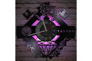 Tattoo Decor Studio LED Vinyl Record Wall Clock