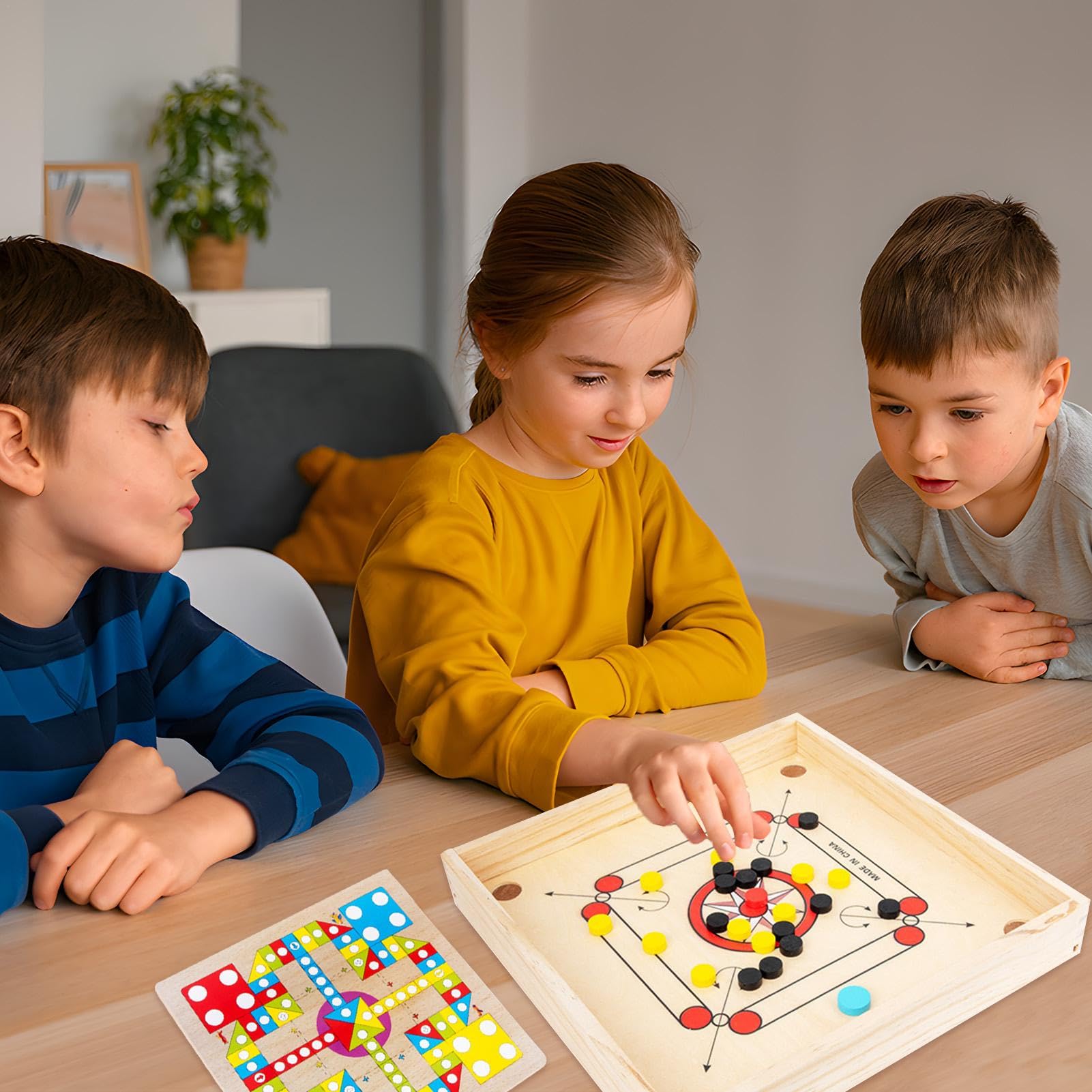 Giochi da tavolo, tavolo da in legno da 12 pollici con moneta | da tavolo classico per famiglie Strike, giochi da tavolo interattivi per feste di di famiglia