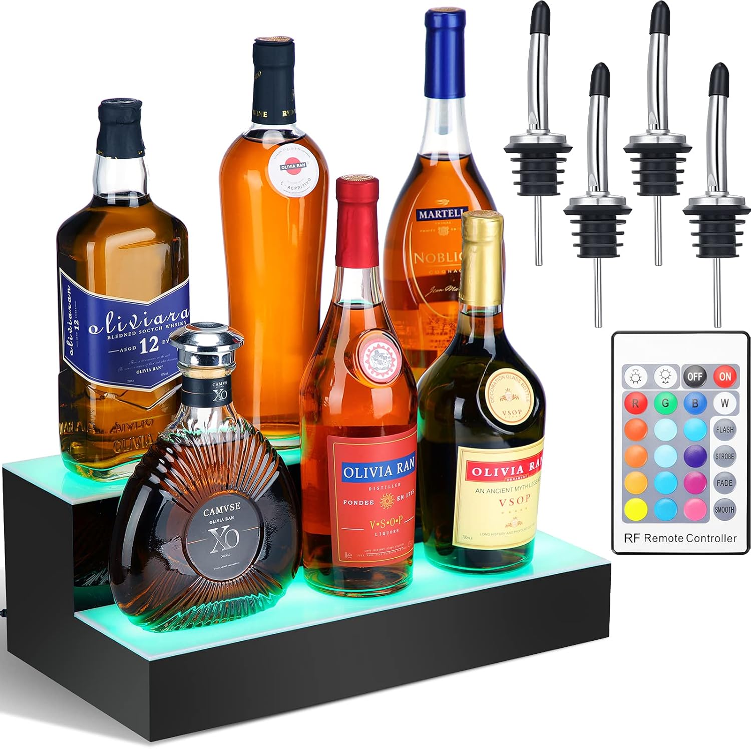 Burbell LED Lighted Liquor Bottle Display Shelf Lighted Bar