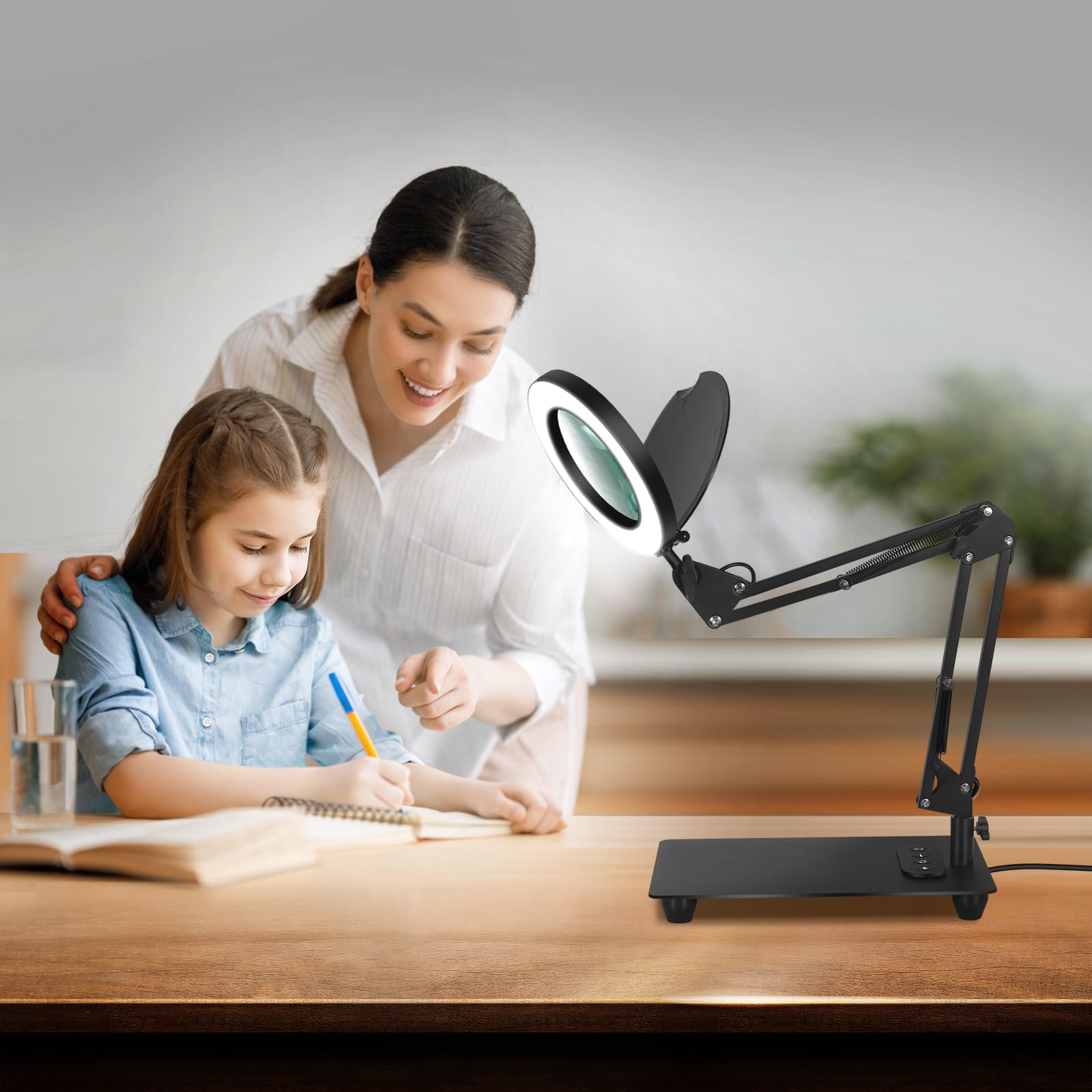 Lente D'Ingrandimento Con Luce LED Regolabile | 5X Ingrandimento, 42 LED, Base Stabile | Per Lettura, Hobby, Lavori Di Precisione
