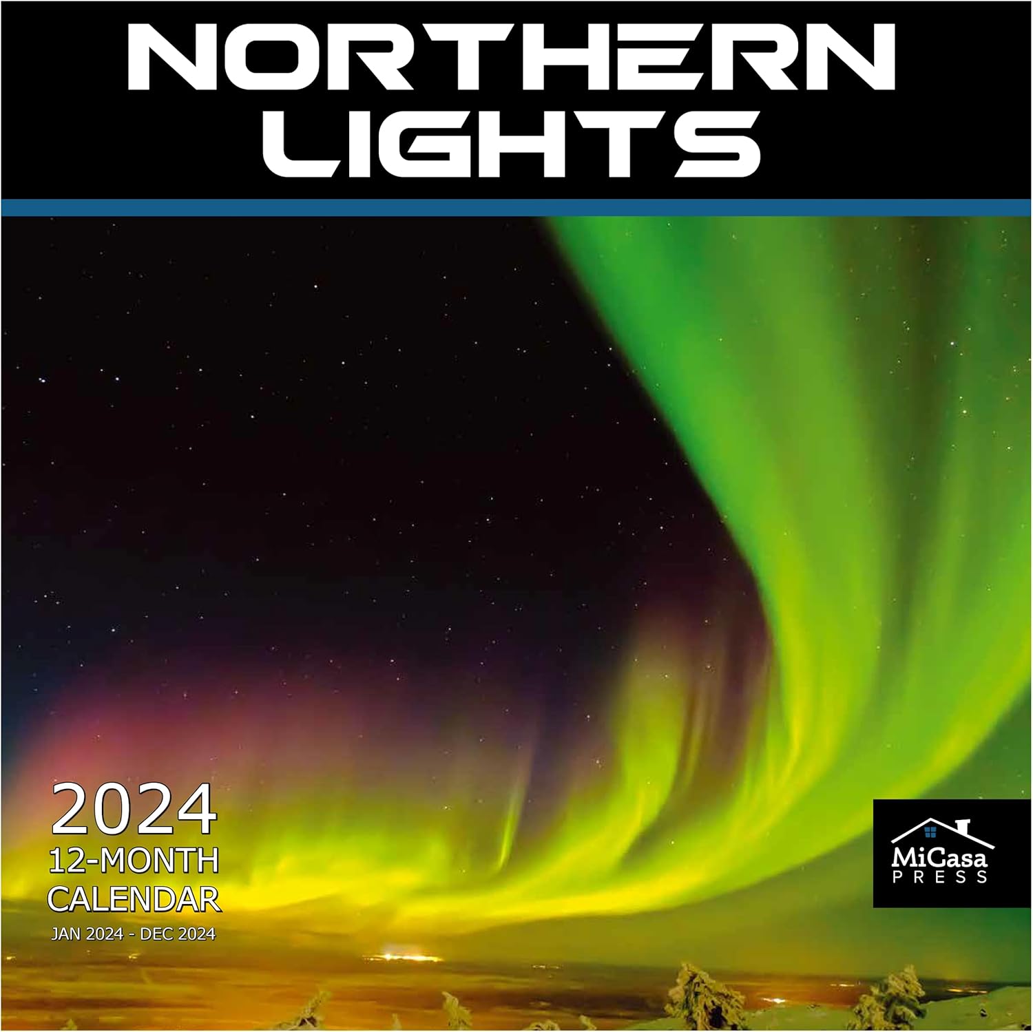 Amazon.co.jp MICASA Northern Lights 2024年壁掛けカレンダー 壁掛けカレンダー 12インチ x 24