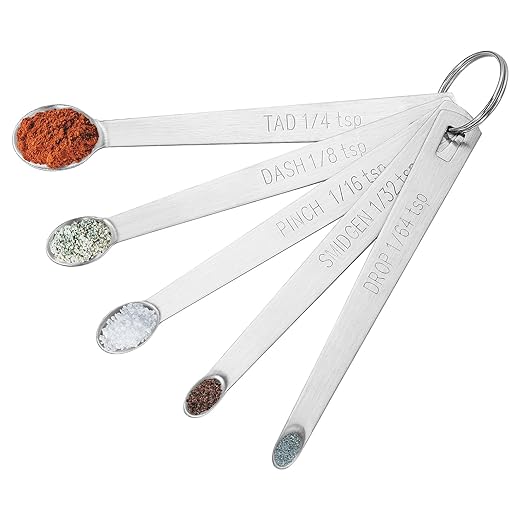 5PCS Small Measuring Spoons Set - Cuttte Stainless Steel Tiny Measuring Spoons for Cooking Baking, 1/4 tsp, 1/8 tsp, 1/16 tsp, 1/32 tsp, 1/64 tsp, Teaspoon Mini Measuring Spoons for Powders, Spices