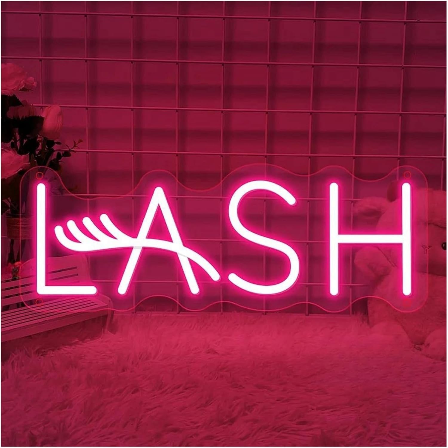 Zynther Neon lamp for LED for Neon Sign Lash for Lights Dimmable for Beauty Salon Wall Hanging Business Decor Signboard 50cm×18cm(C)