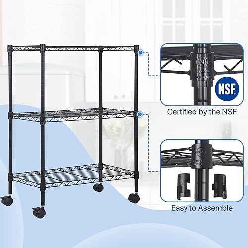 Miniatura 4 de Dkelincs Estantería de alambre de 23 pulgadas de largo x 13 pulgadas de ancho x 31 pulgadas de alto, estantes de almacenamiento de metal NSF de 3